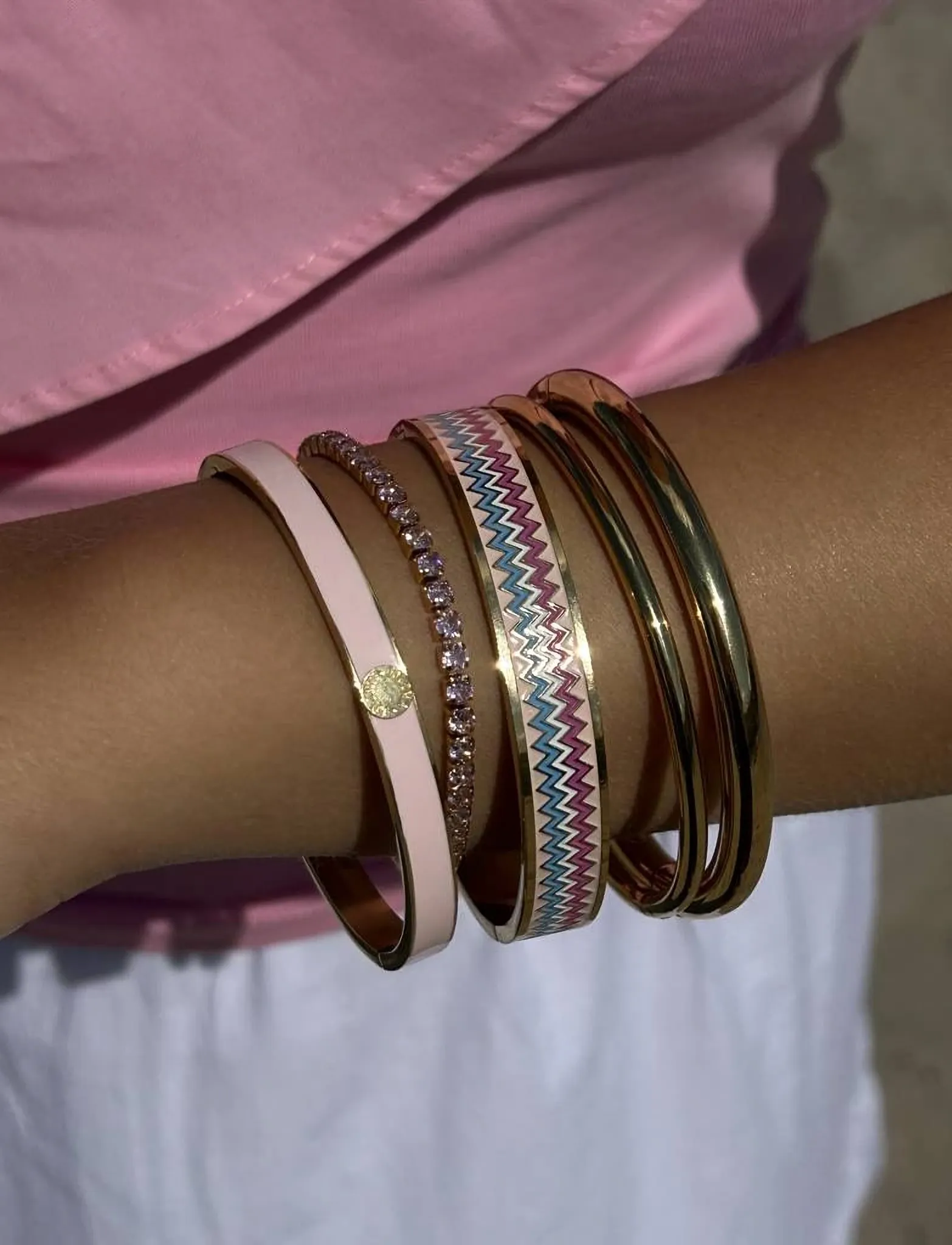 By Jolima Antibes Bangle, One Size 6 cm, Bracelets, Mehrfarbig/gemustert - Bangles, Frauen