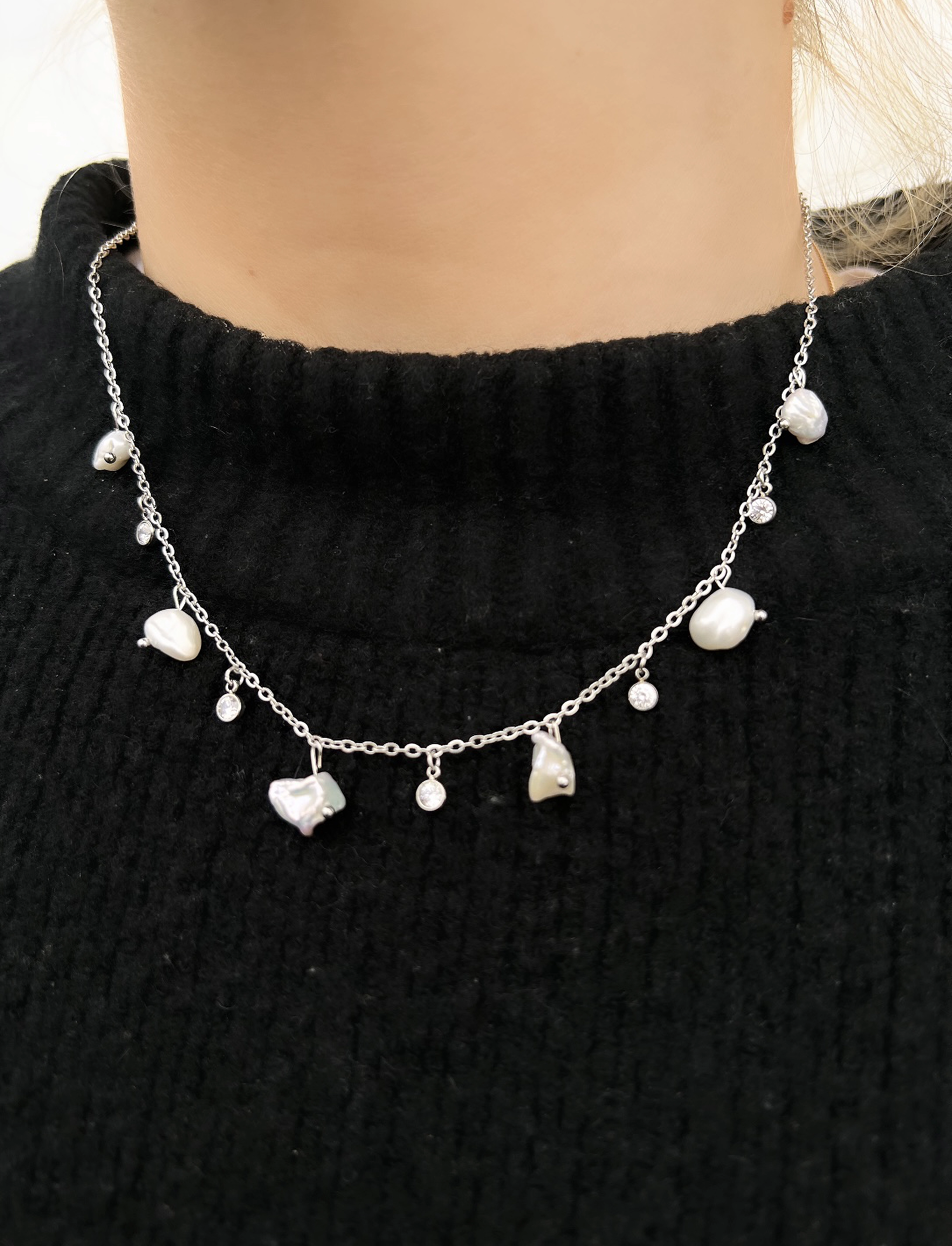 By Jolima - Fabienne pearl necklace, steel - silver - 1