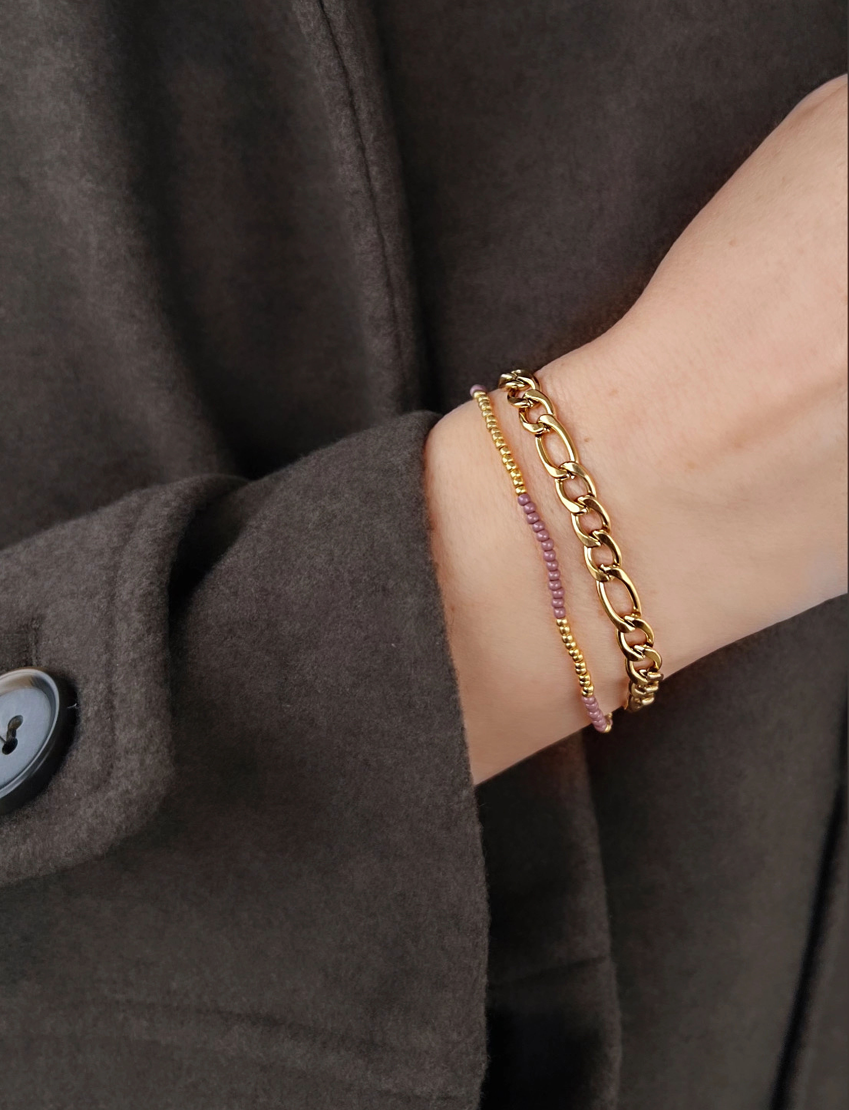 By Jolima - Nea bracelet, grey - gold - 1
