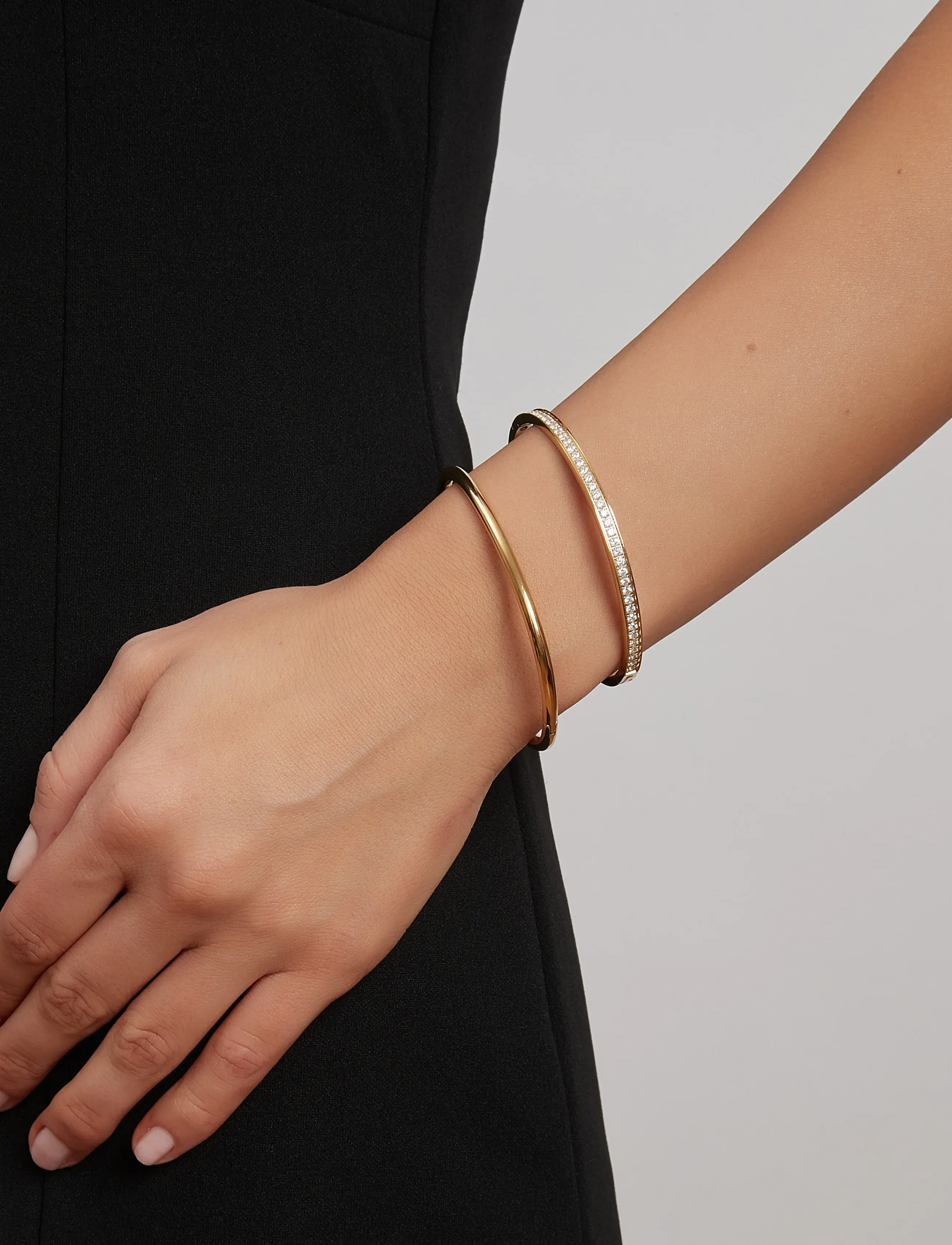 By Jolima Celine Crystal Bangle, Kvinder, Krystal Armring, Guld, Str: ONE SIZE