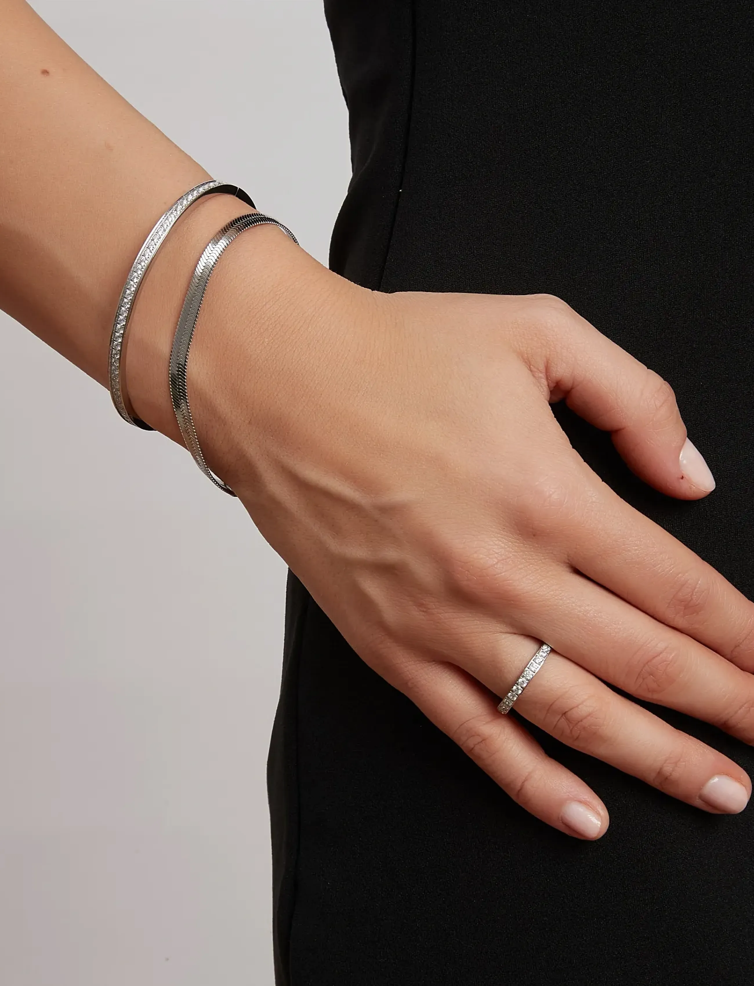 By Jolima - Celine crystal bangle - armreifen - clear/steel - 2