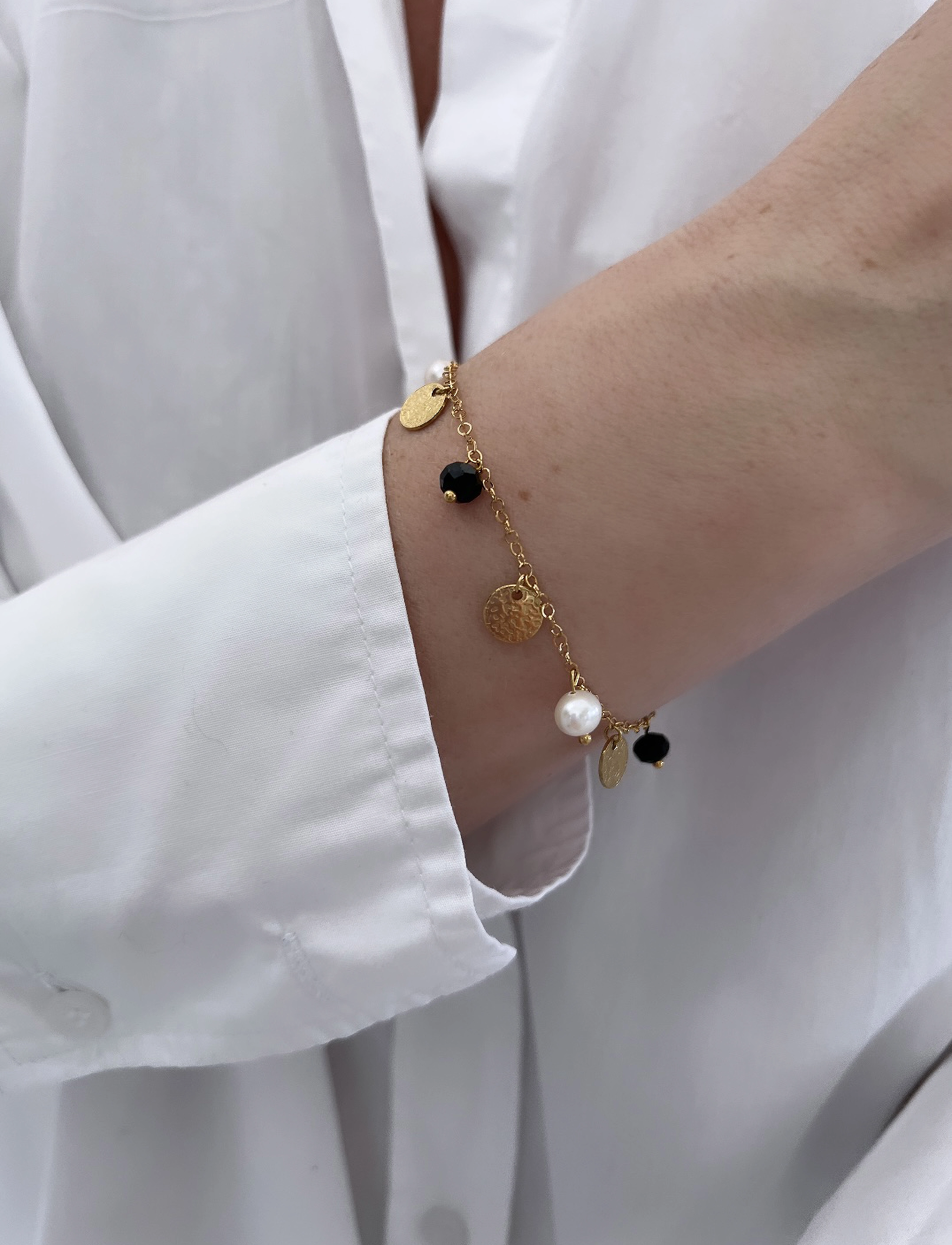 By Jolima - Riviera charm bracelet, white - gold-black - 1