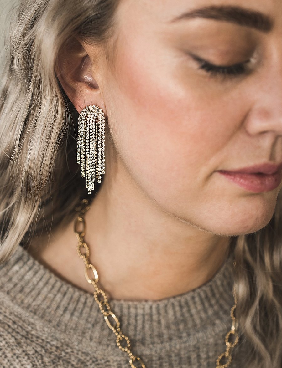 By Jolima - Cabana crystal earring - statement-øredobber - gold - 0