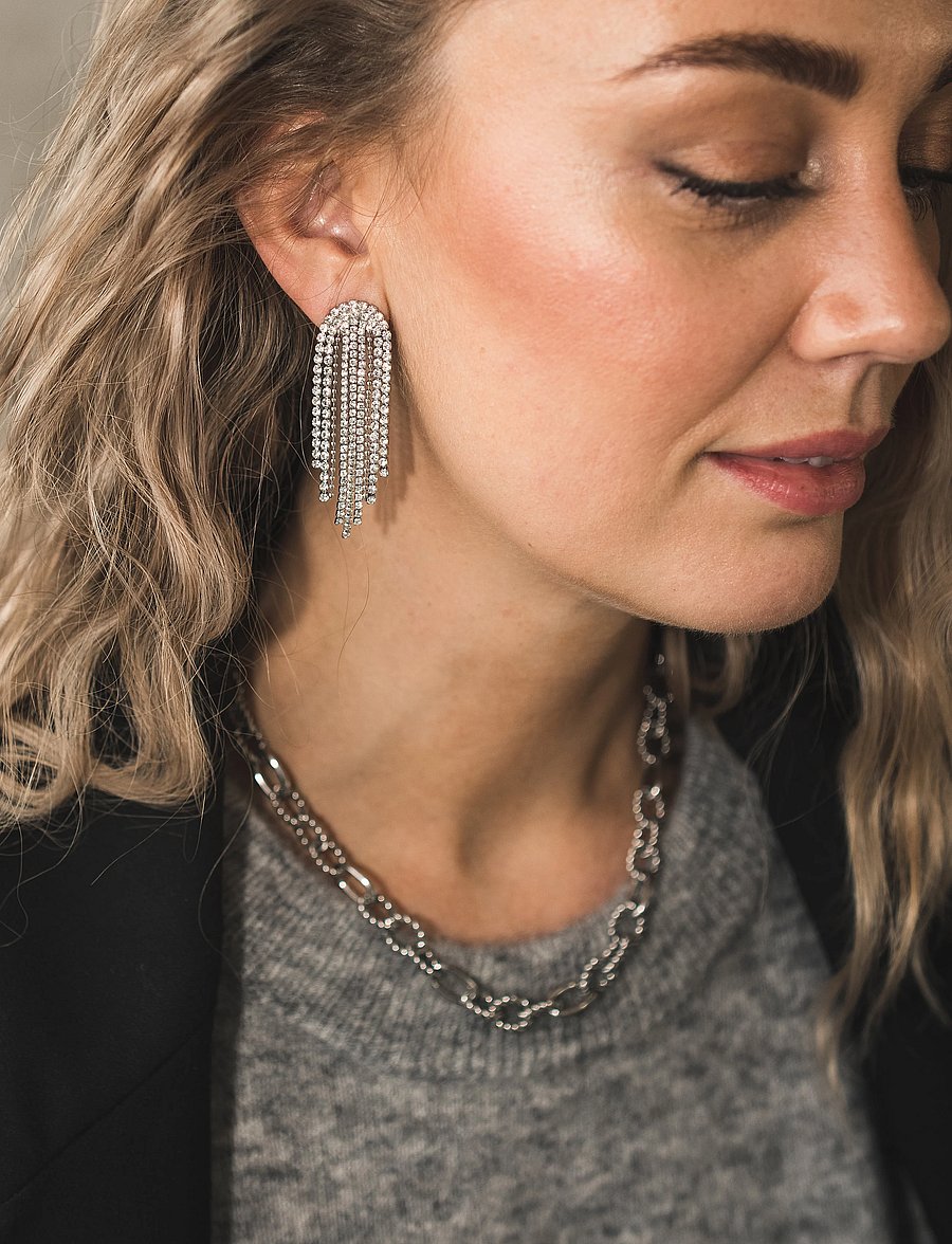 By Jolima - Cabana crystal earring - statement-ohrringe - silver - 0
