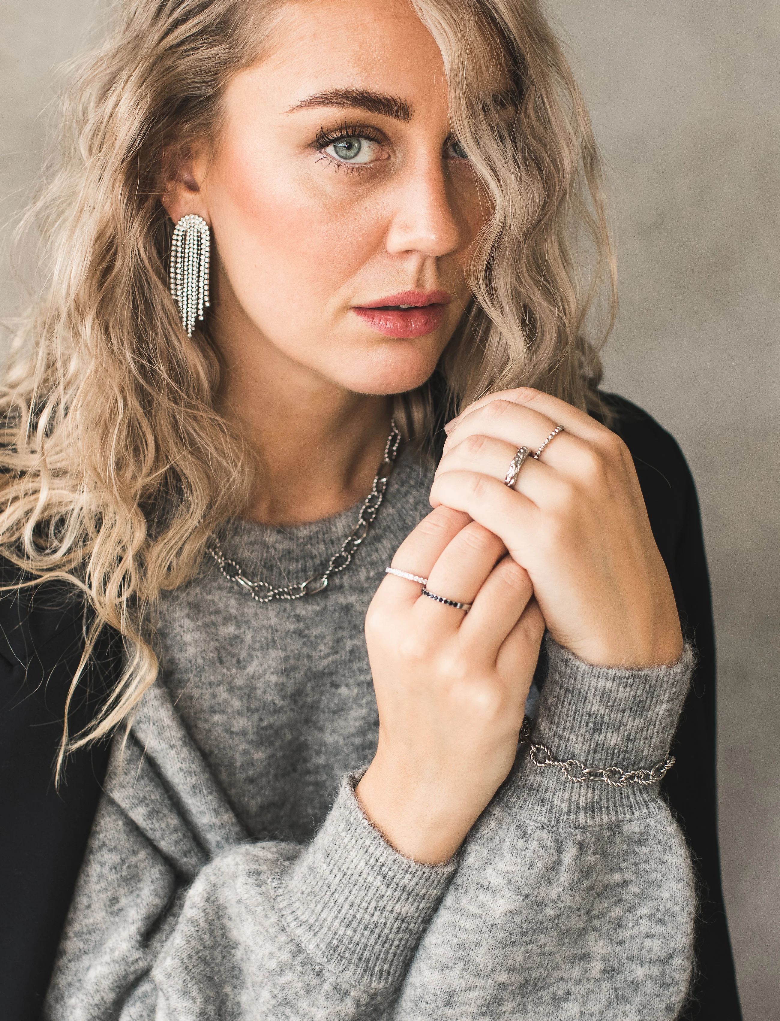 By Jolima - Cabana crystal earring - statement earrings - silver - 3