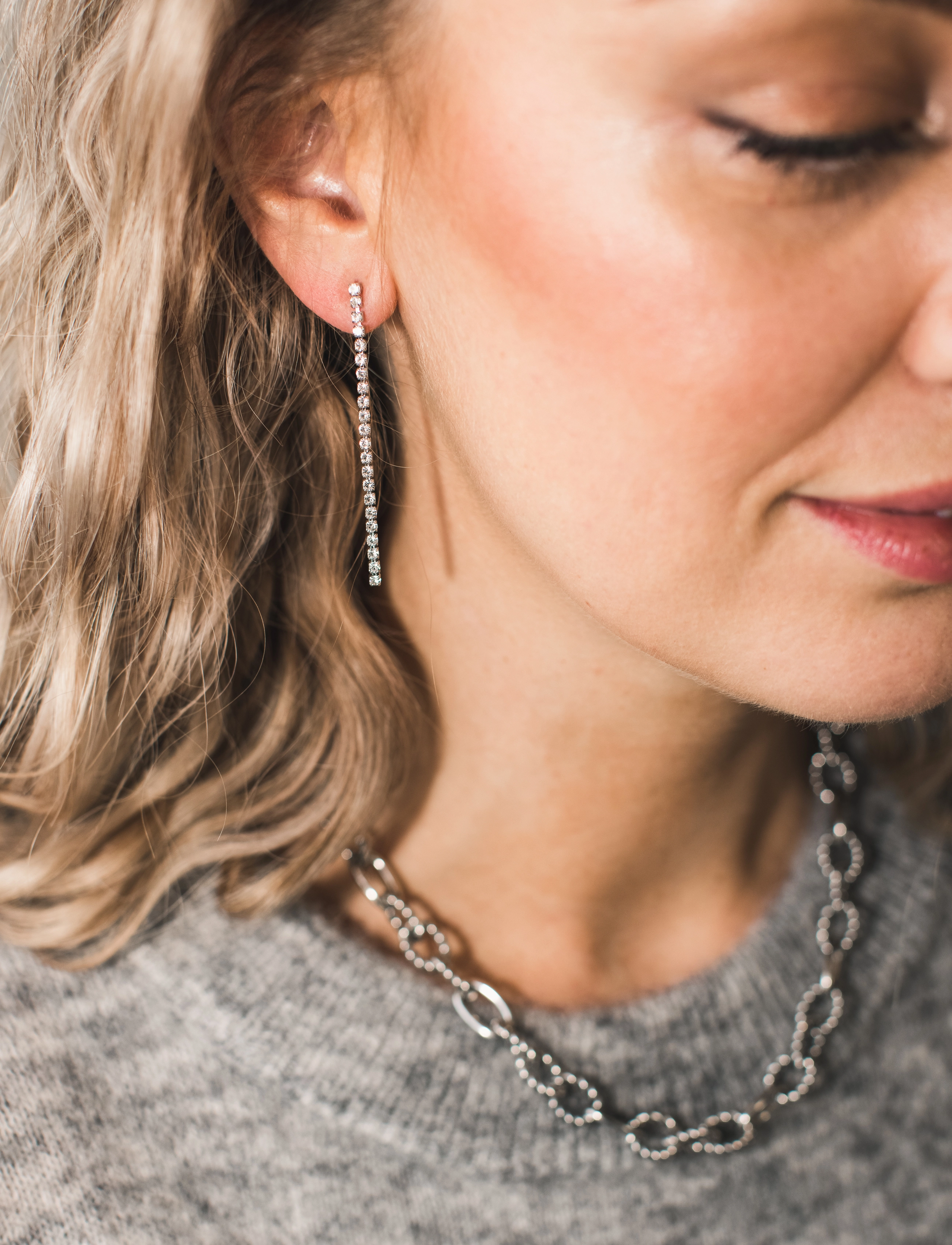 By Jolima - Cabana single crystal earring - silver - 1