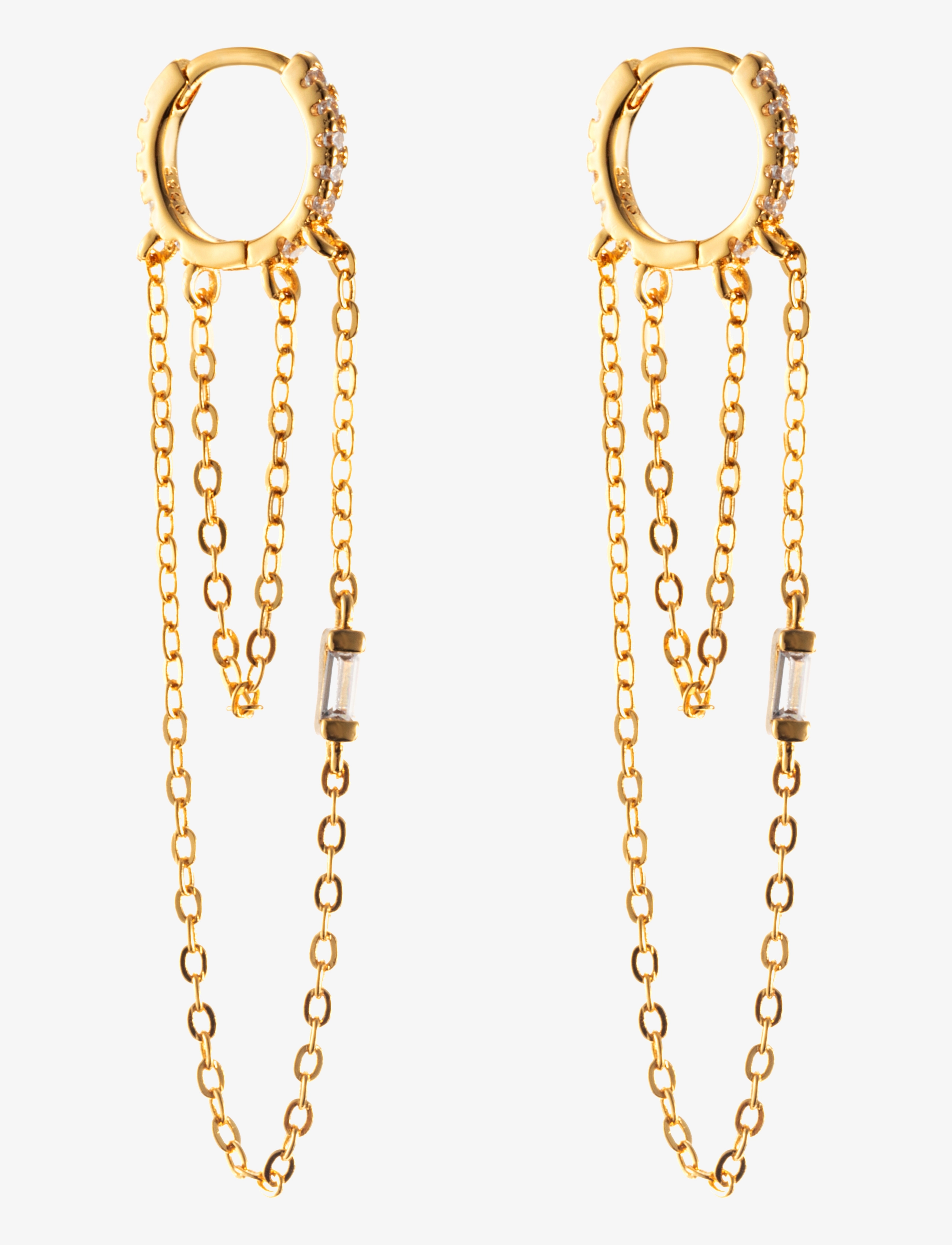 By Jolima - Crystal chain earring, gold - gold - 0