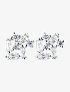 Mix crystal stud , gold - SILVER