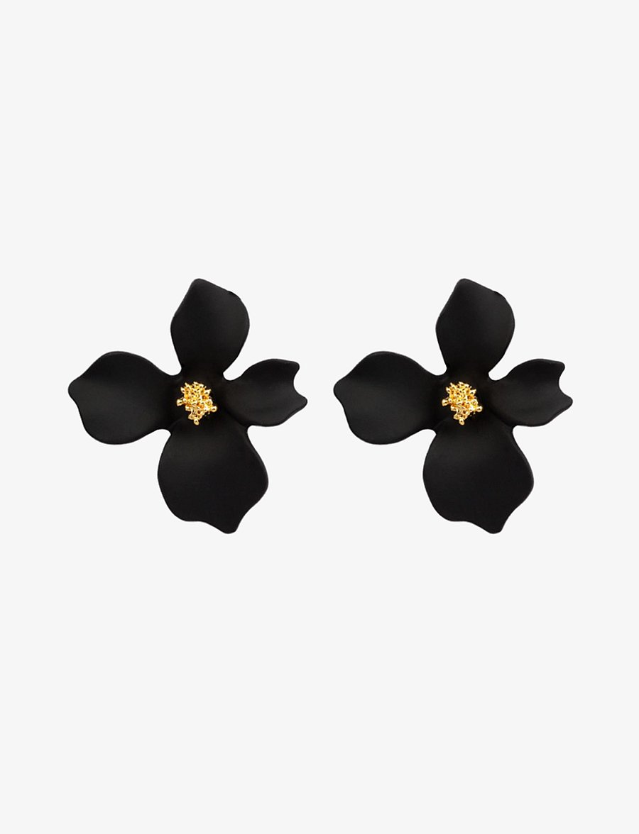 By Jolima - Lilly flower earring, black - ohrstecker - black - 1