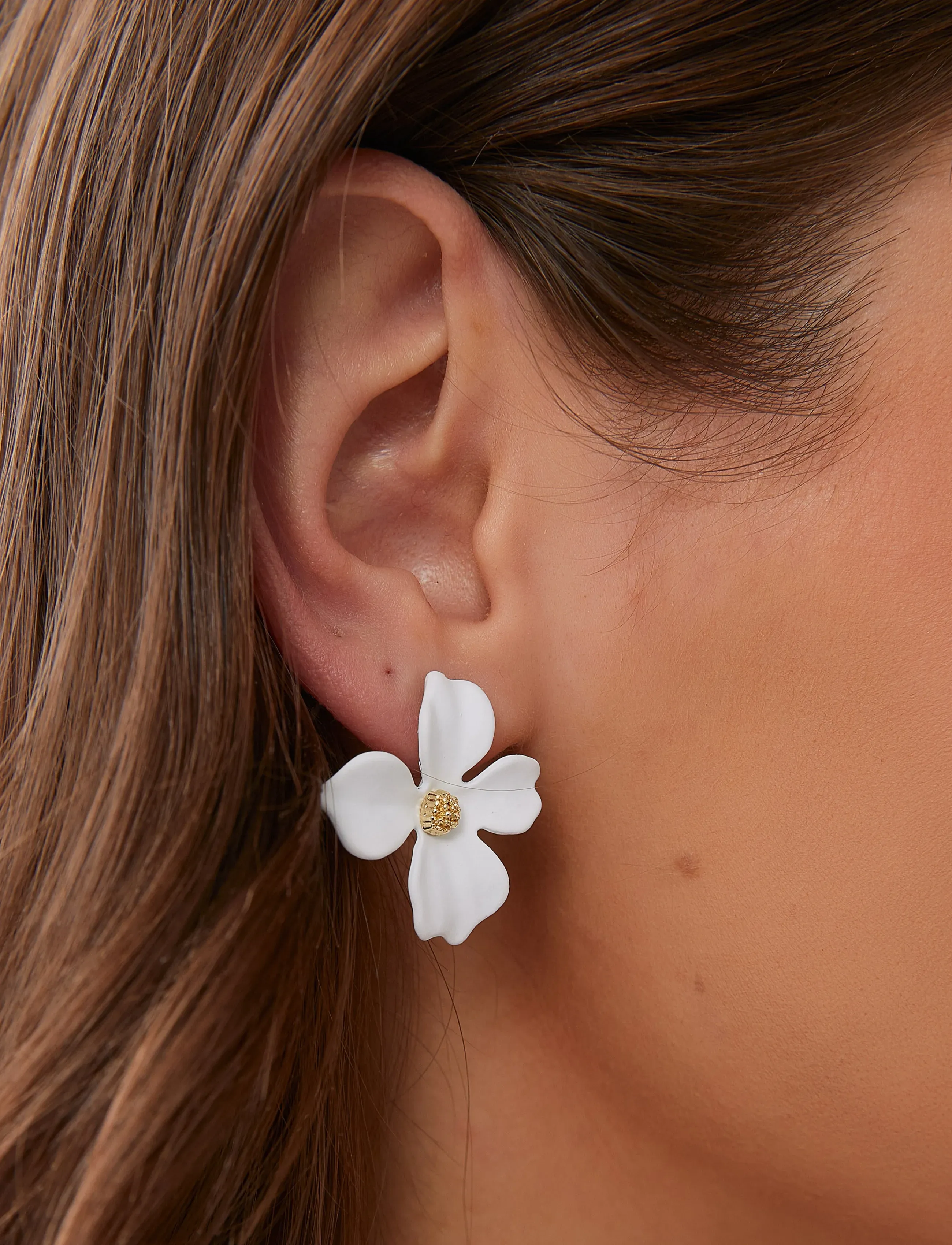 By Jolima Lilly Flower Earring, One Size, Earrings, Weiß - Studs, Frauen