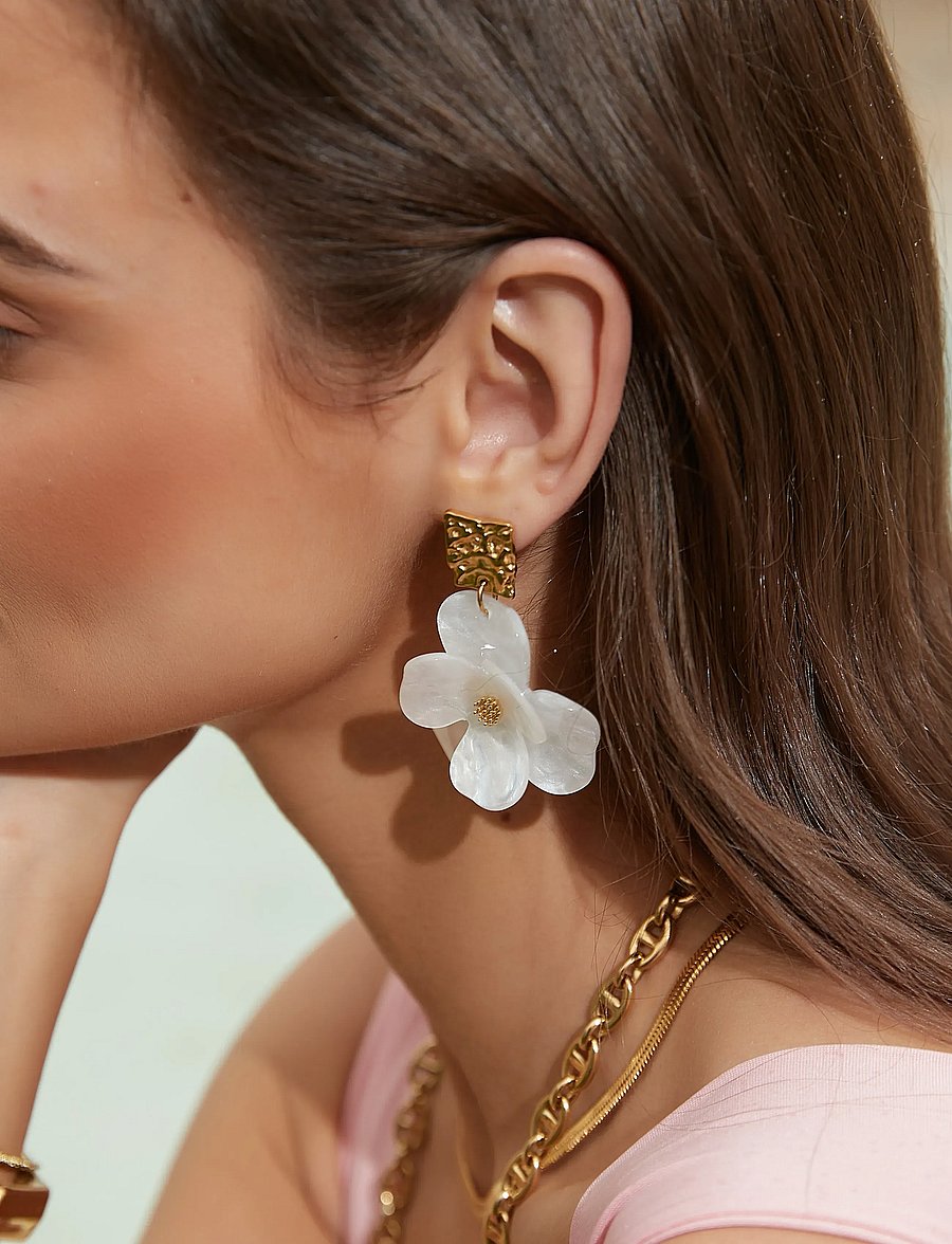 By Jolima - Flower dream earring - pendant earrings - white - 3