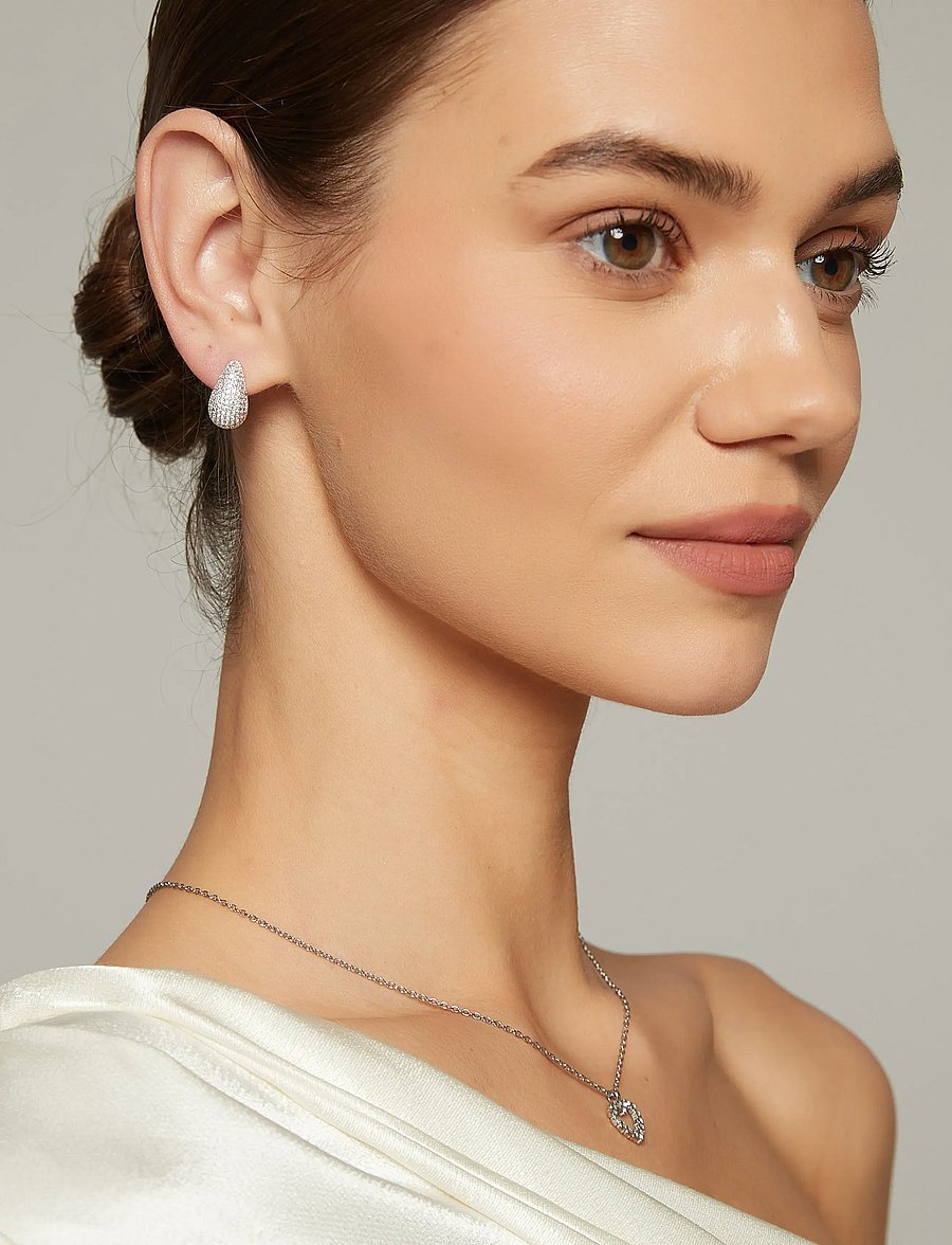 By Jolima - Corinne crystal small earring - stud earrings - silver - 0