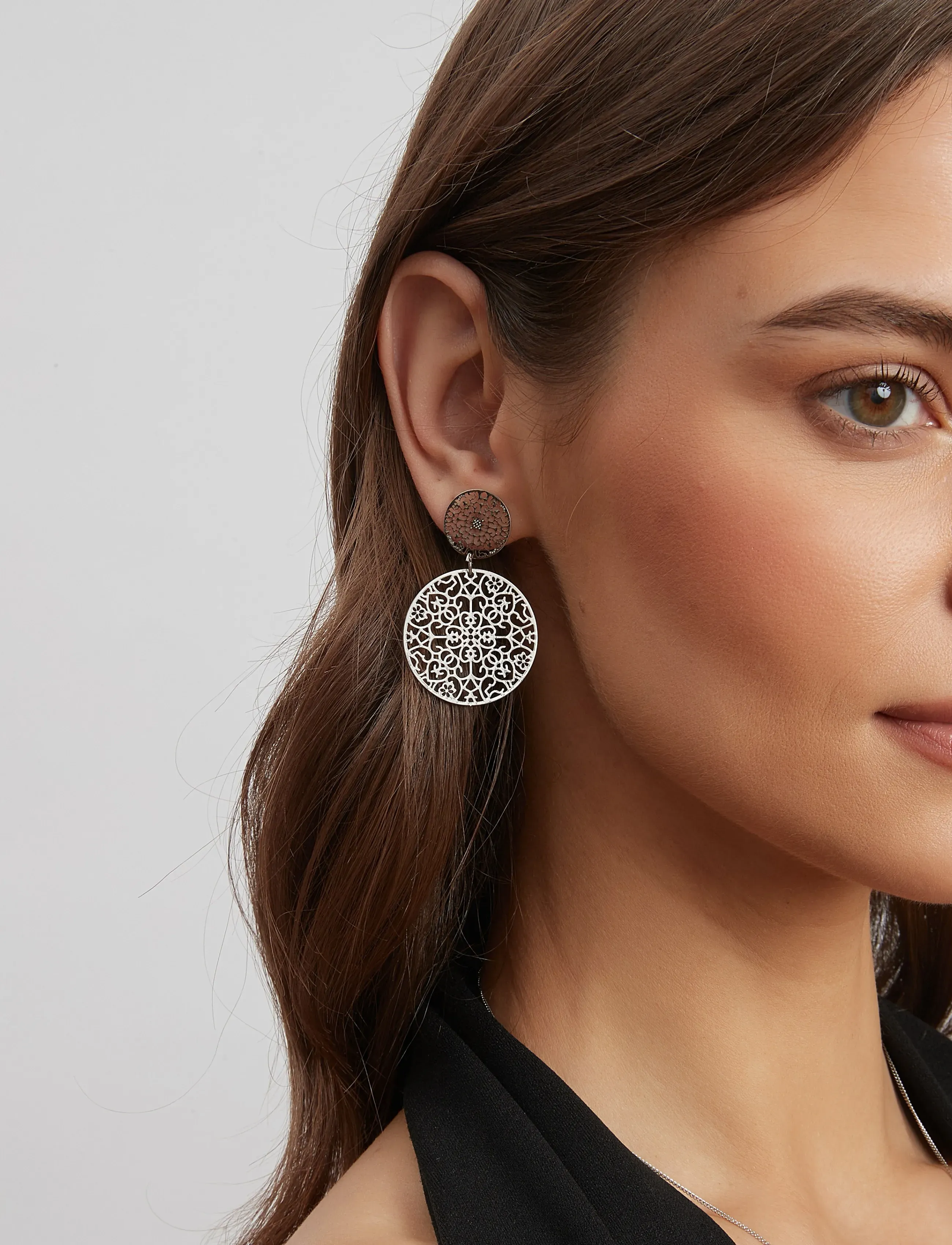 By Jolima Double Spinn Earring, One Size, Earrings, Silber - Pendants Frauen