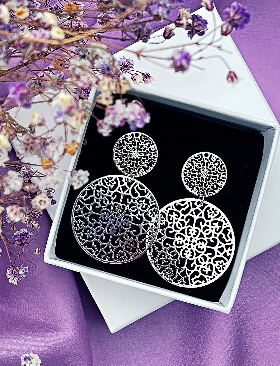 By Jolima - Double spinn earring - ohrhänger - silver - 4