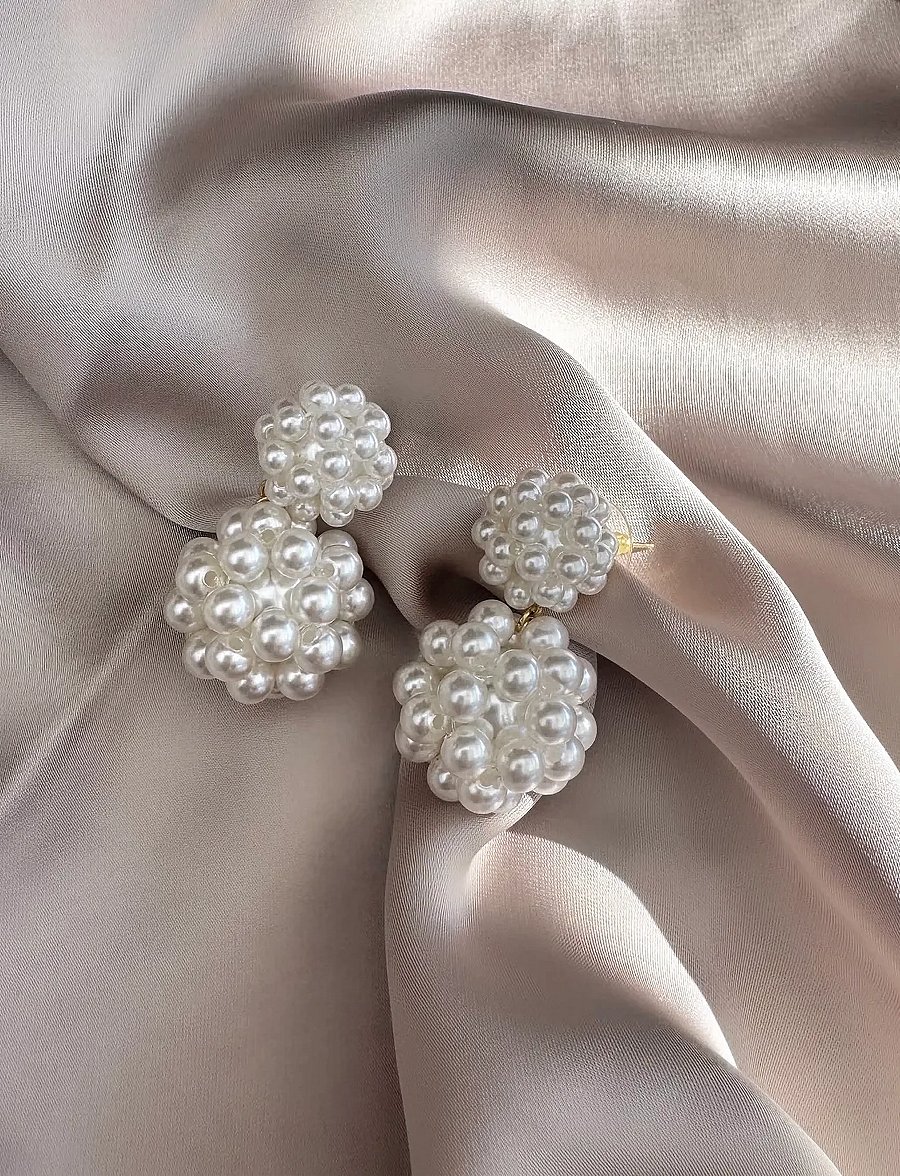 By Jolima - Pearl double bead earring - boucles d'oreilles en perles - white - 2