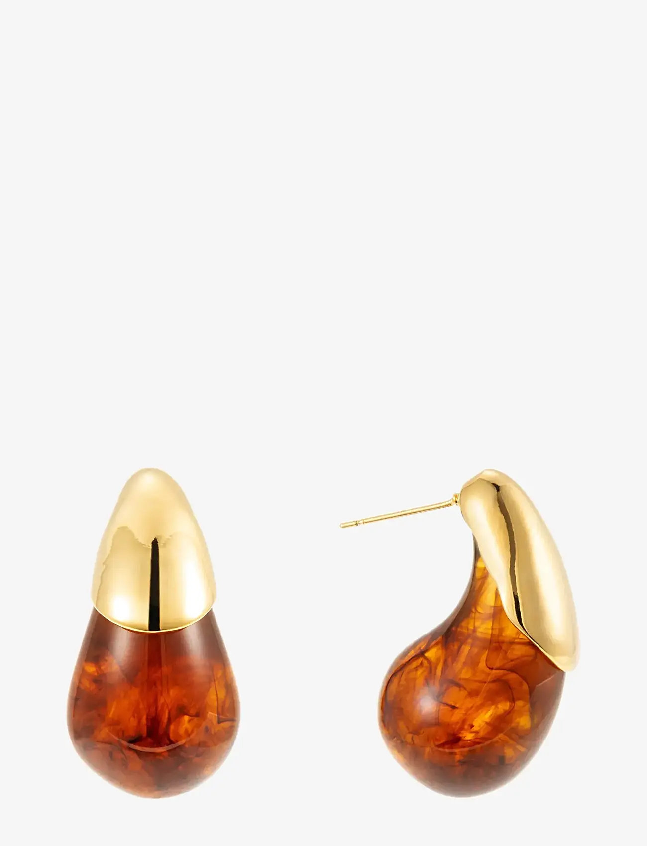 By Jolima - Drop resin earring - hangandi eyrnalokkar - brown - 1