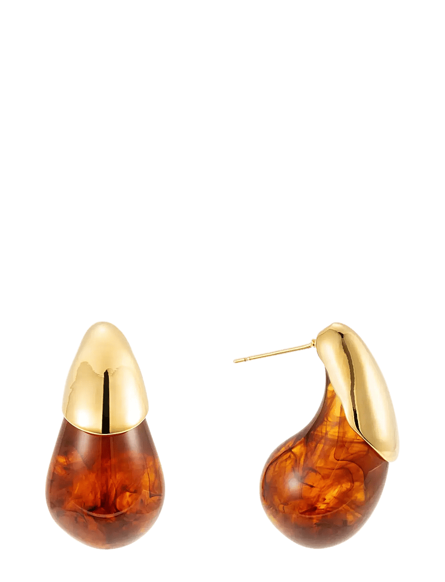 By Jolima - Drop resin earring - pendant earrings - brown - 1