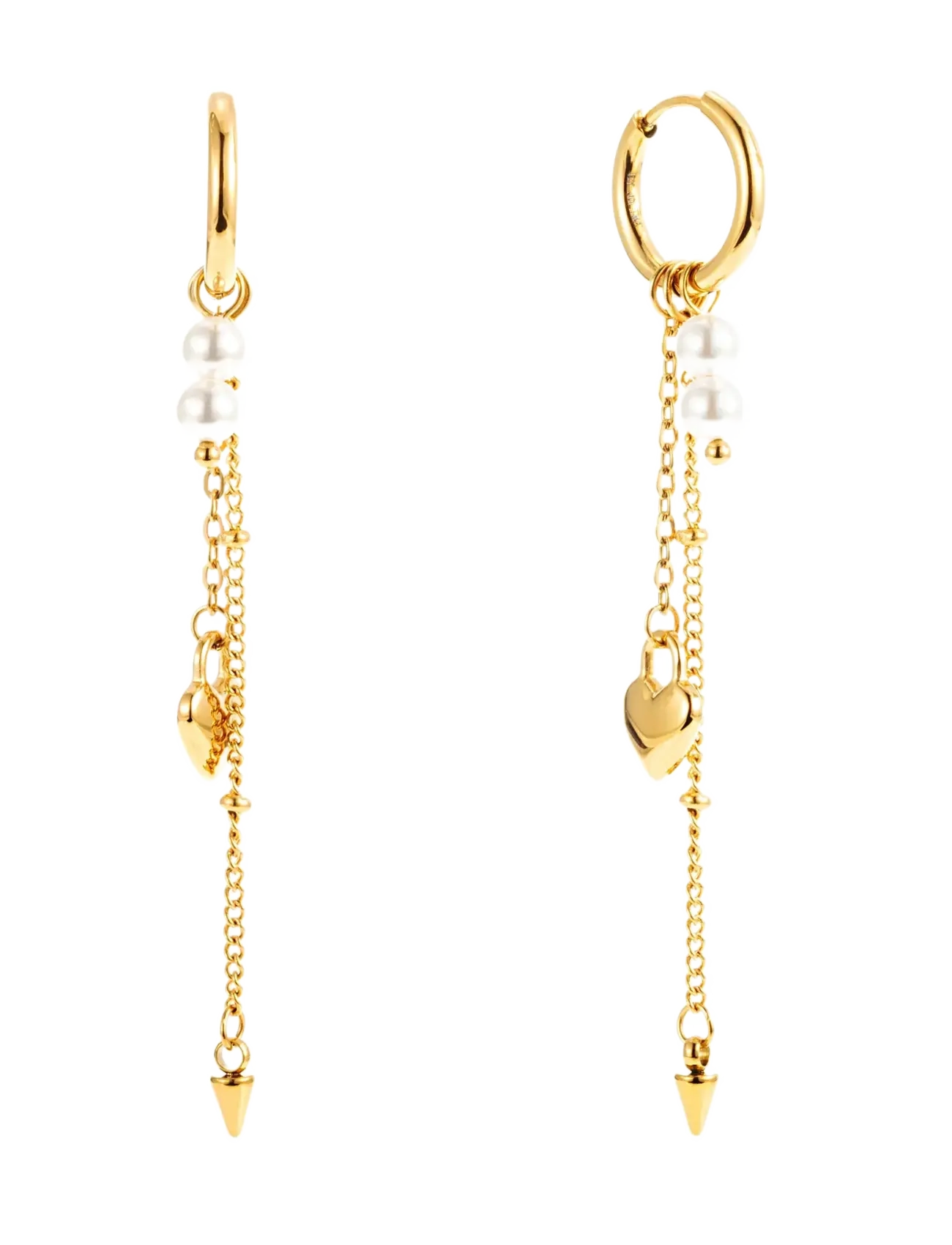 By Jolima Heart locker mix huggie gold - Hängande örhängen - GOLD / gold
