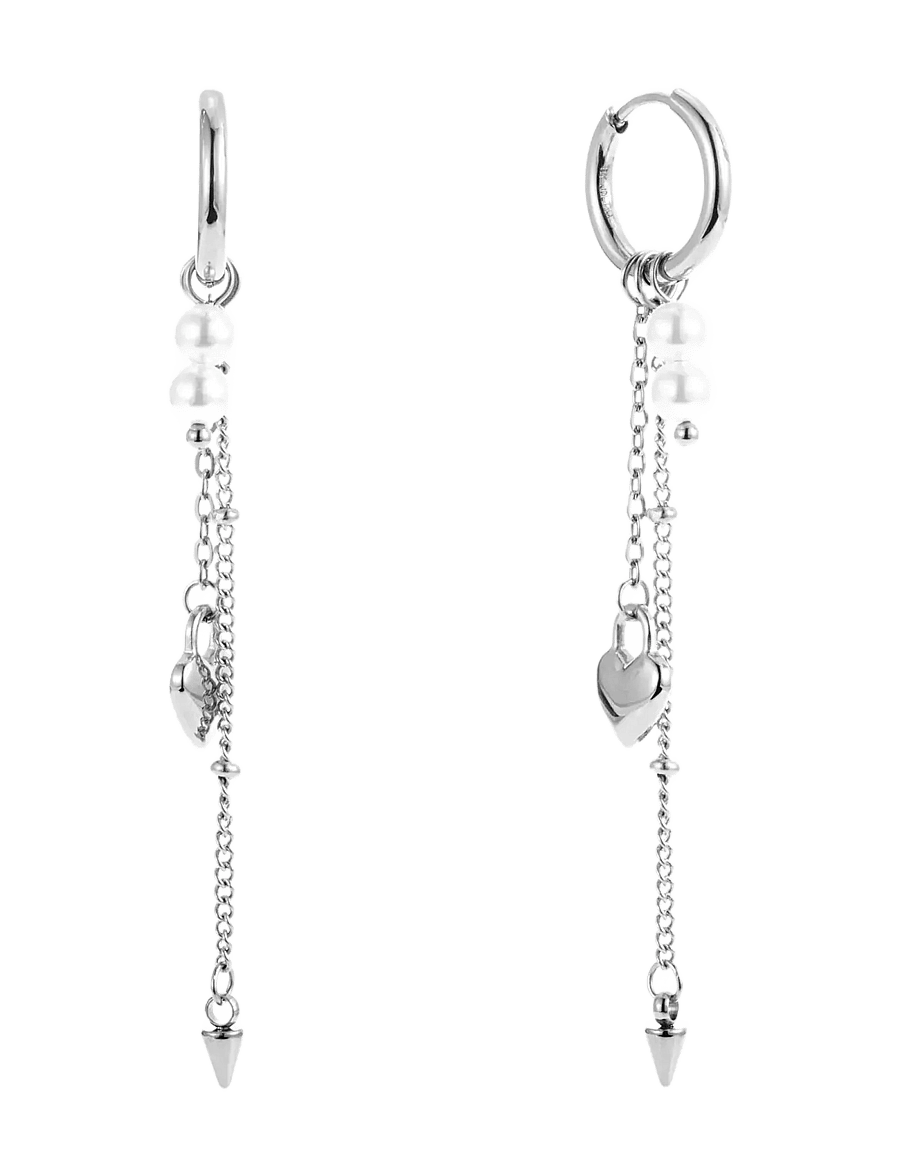 By Jolima - Heart locker mix huggie - ohrhänger - silver - 1