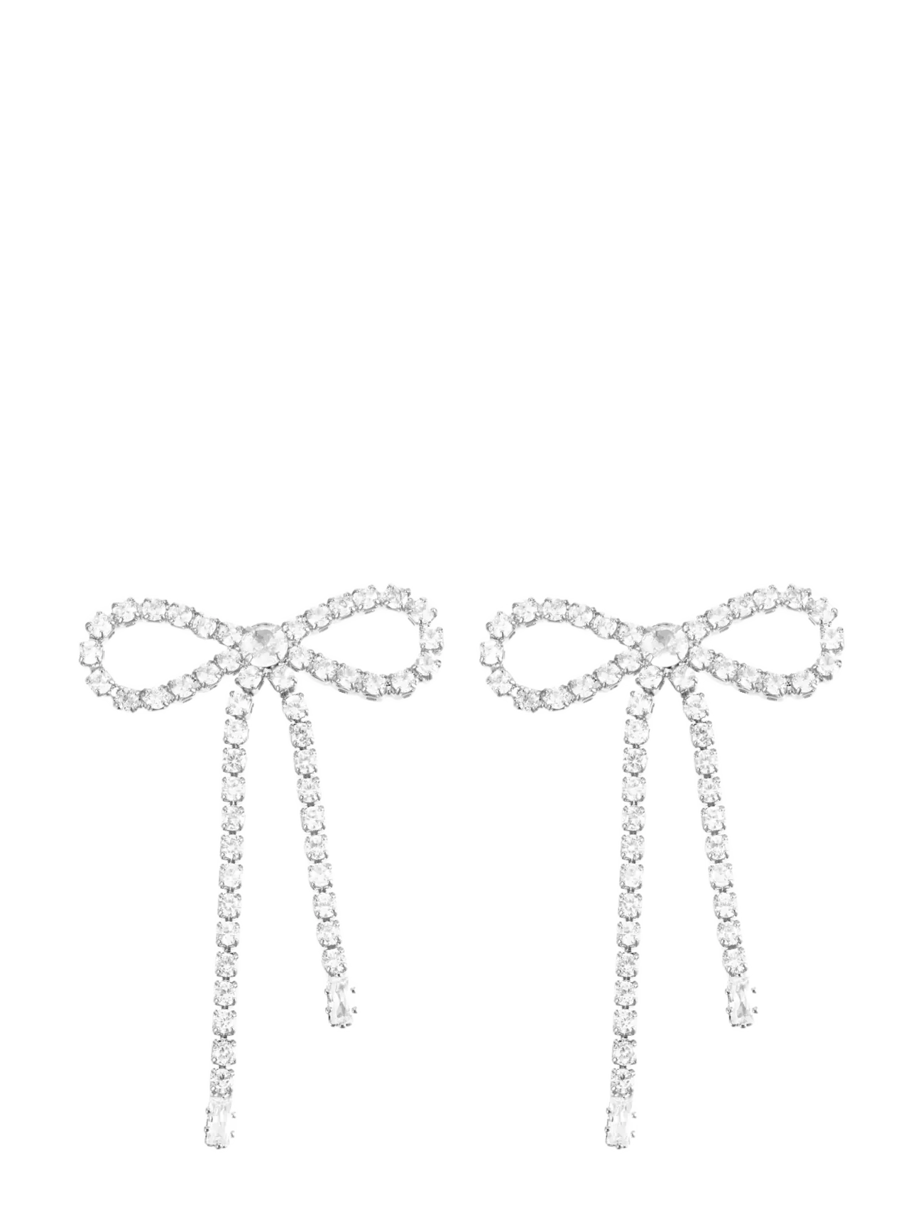 By Jolima Bow crystal large earring - Accessoires - SILVER / silver