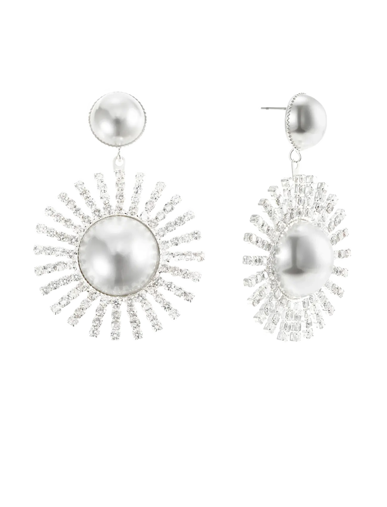 BY JOLIMA Glow Ohrring Crystal Steel Silber - One Size 6 Cm - Damen
