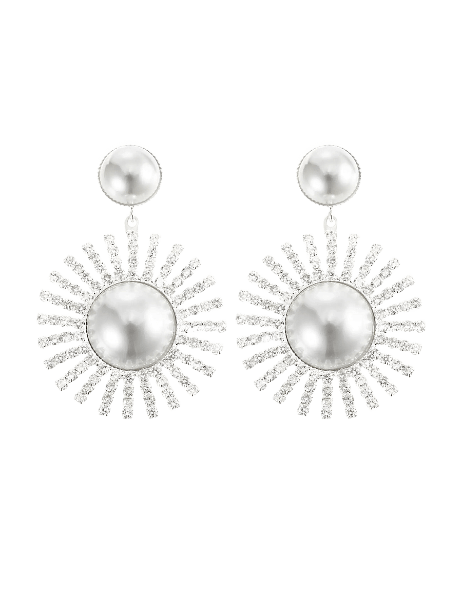 By Jolima - Glow earring crystal steel - oorhangers - silver - 2