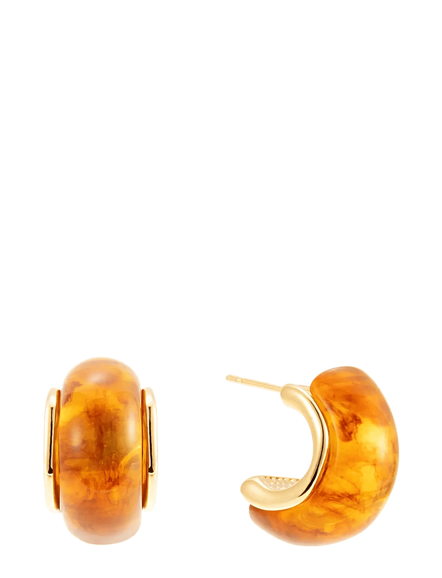 By Jolima - Brown resin hoop - kreolen - gold - 1