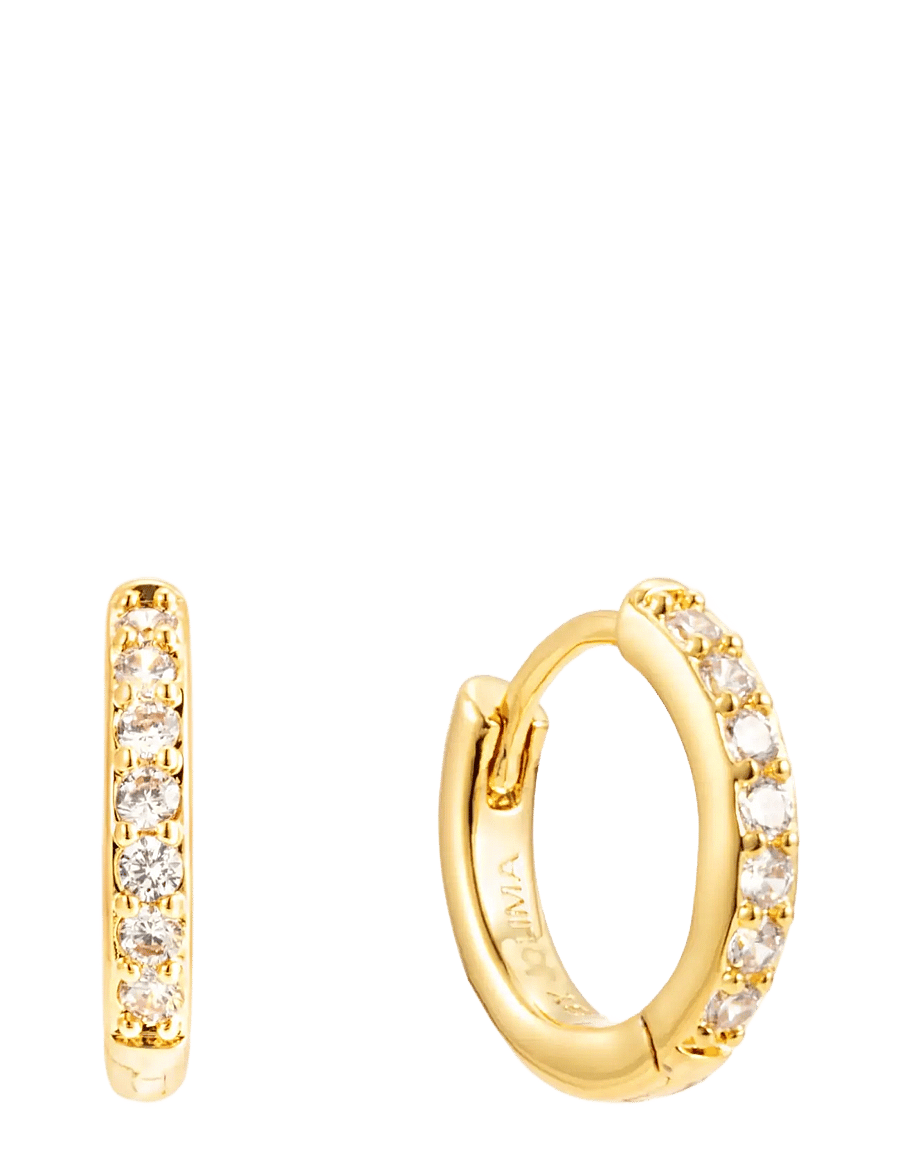 By Jolima - Verona crystal small hoop - auskarai rinkutės - gold - 1
