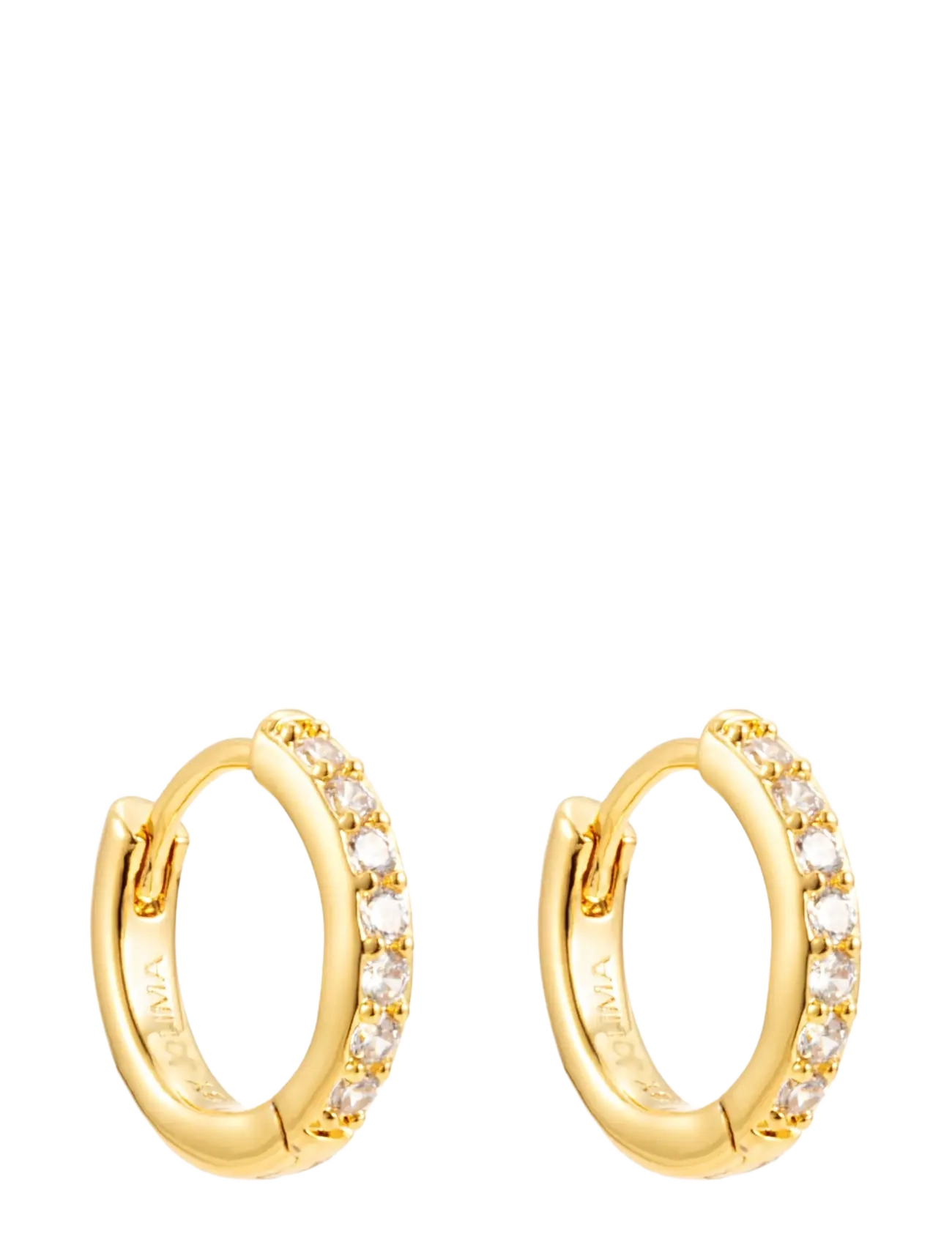 By Jolima - Verona crystal small hoop - lanko formos auskarai - gold - 2