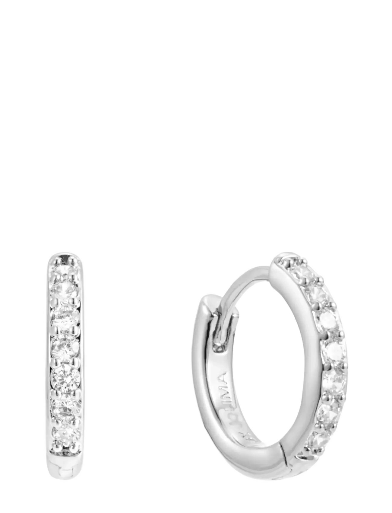 By Jolima Verona crystal small hoop steel - Accessoarer - SILVER / silver