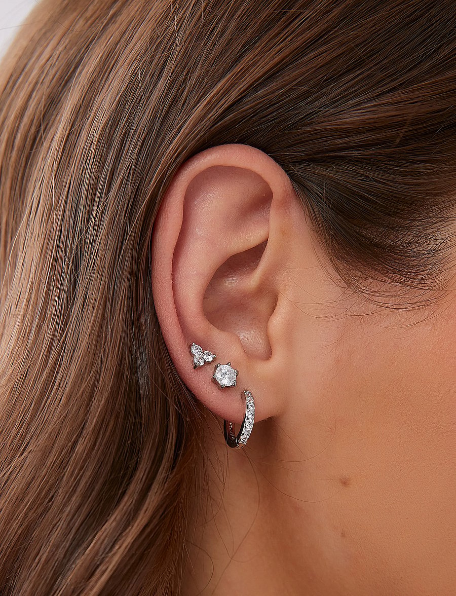 By Jolima - Verona crystal small hoop - hoops - silver - 0