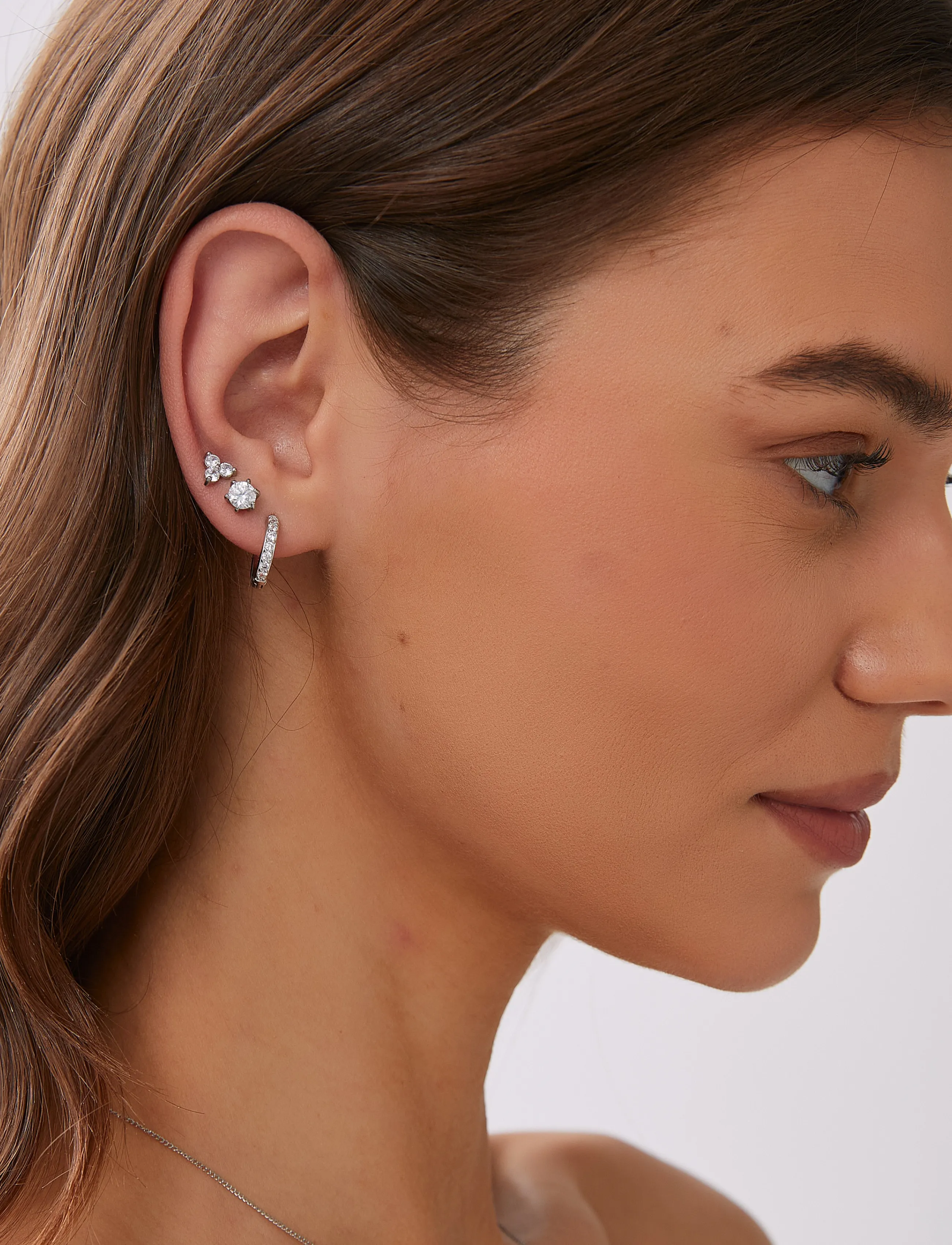 By Jolima - Verona crystal small hoop steel - hoops - silver - 2
