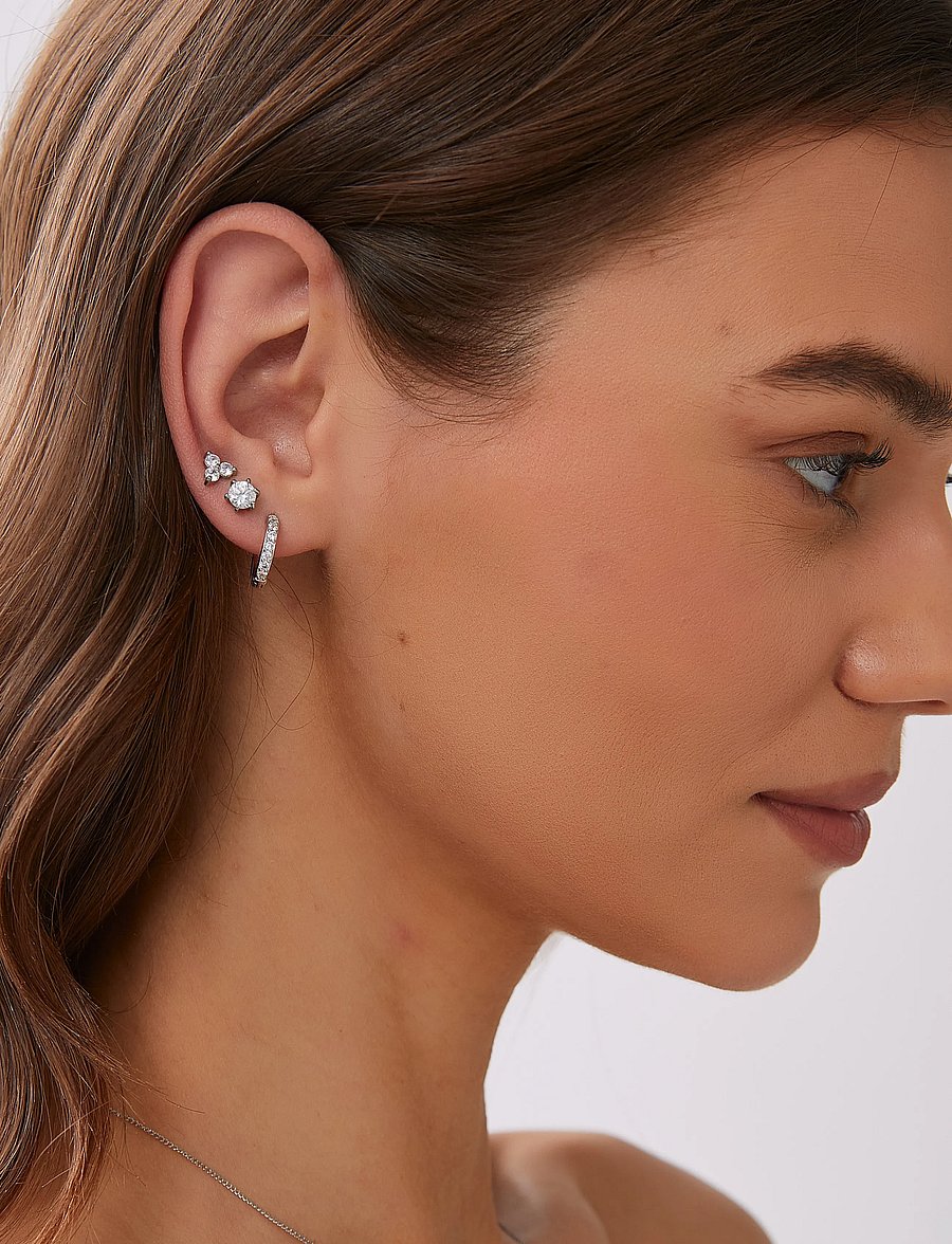 By Jolima - Verona crystal small hoop - hoops - silver - 2