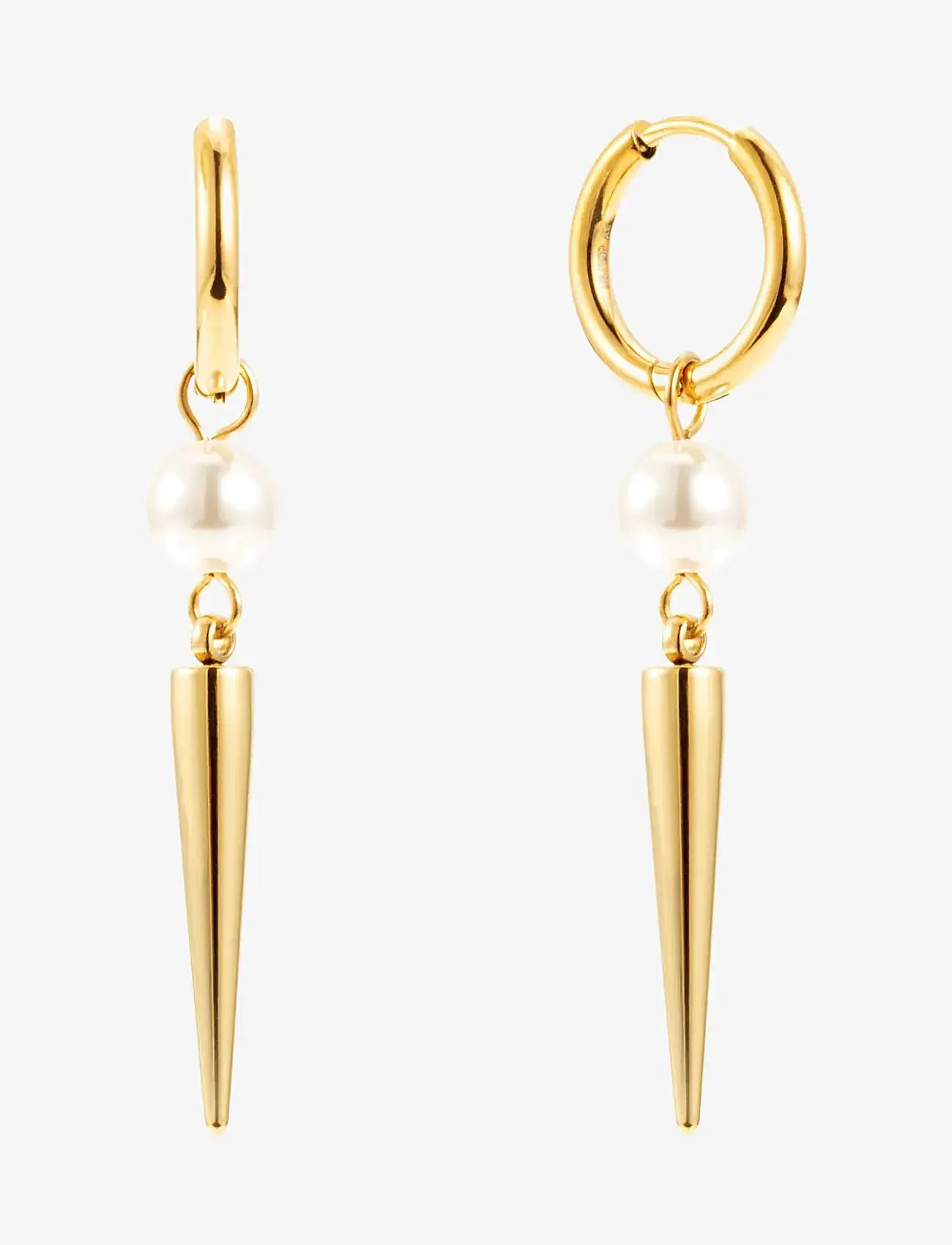 By Jolima - Peak huggie pearl - pearl earrings - gold - 1