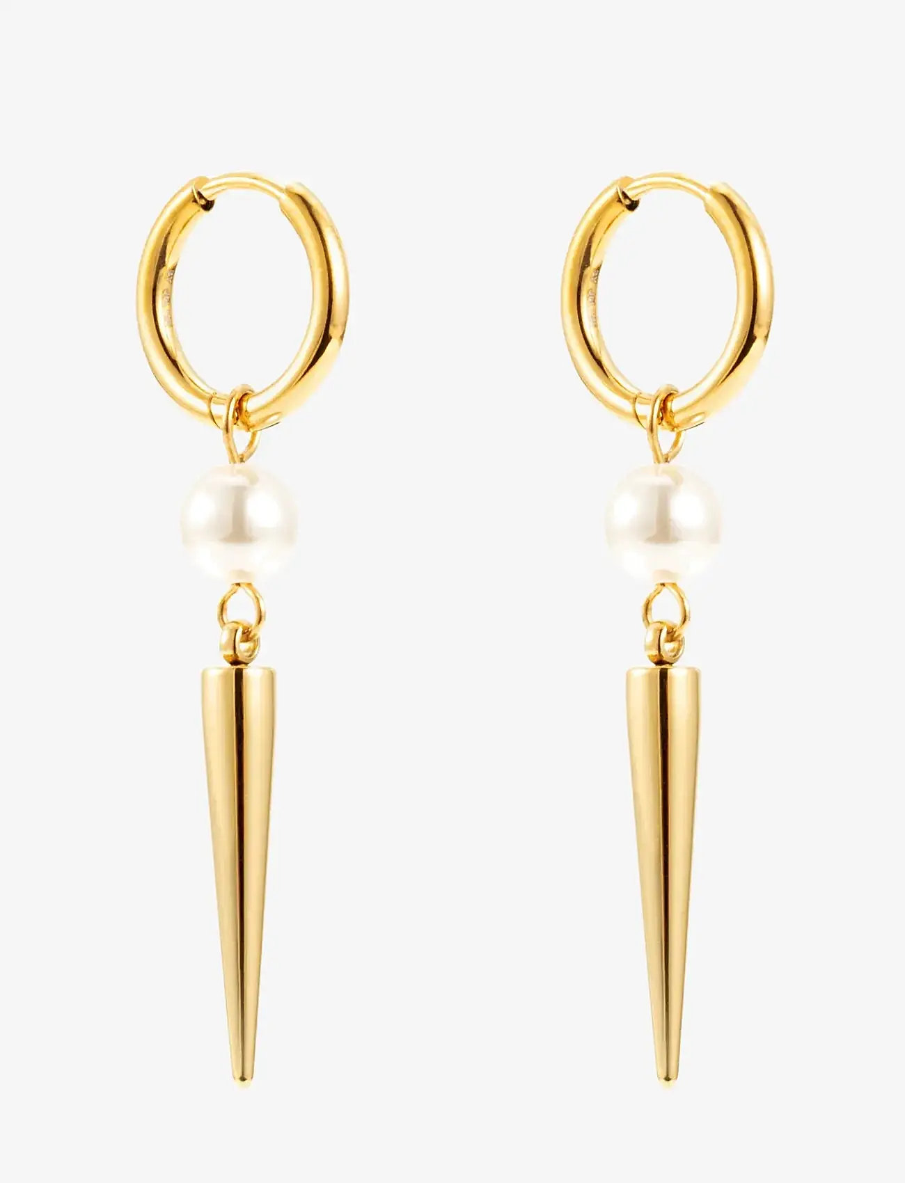 By Jolima - Peak huggie pearl - pearl earrings - gold - 2