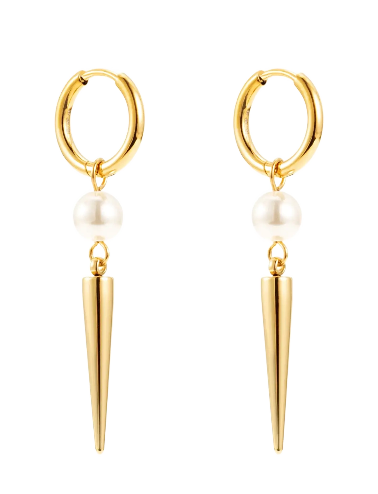 By Jolima - Peak huggie pearl - pearl earrings - gold - 2