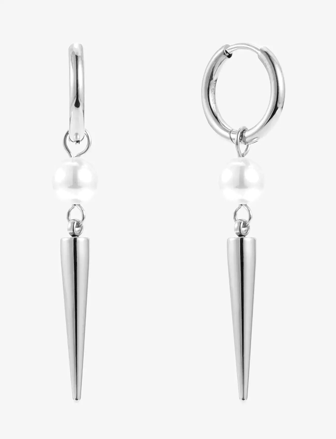 By Jolima - Peak huggie pearl - pearl earrings - steel - 1