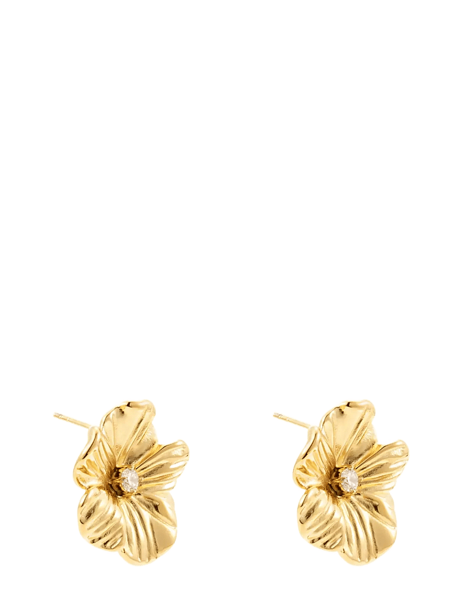 By Jolima - Daisy crystal earring - studs örhängen - gold - 1