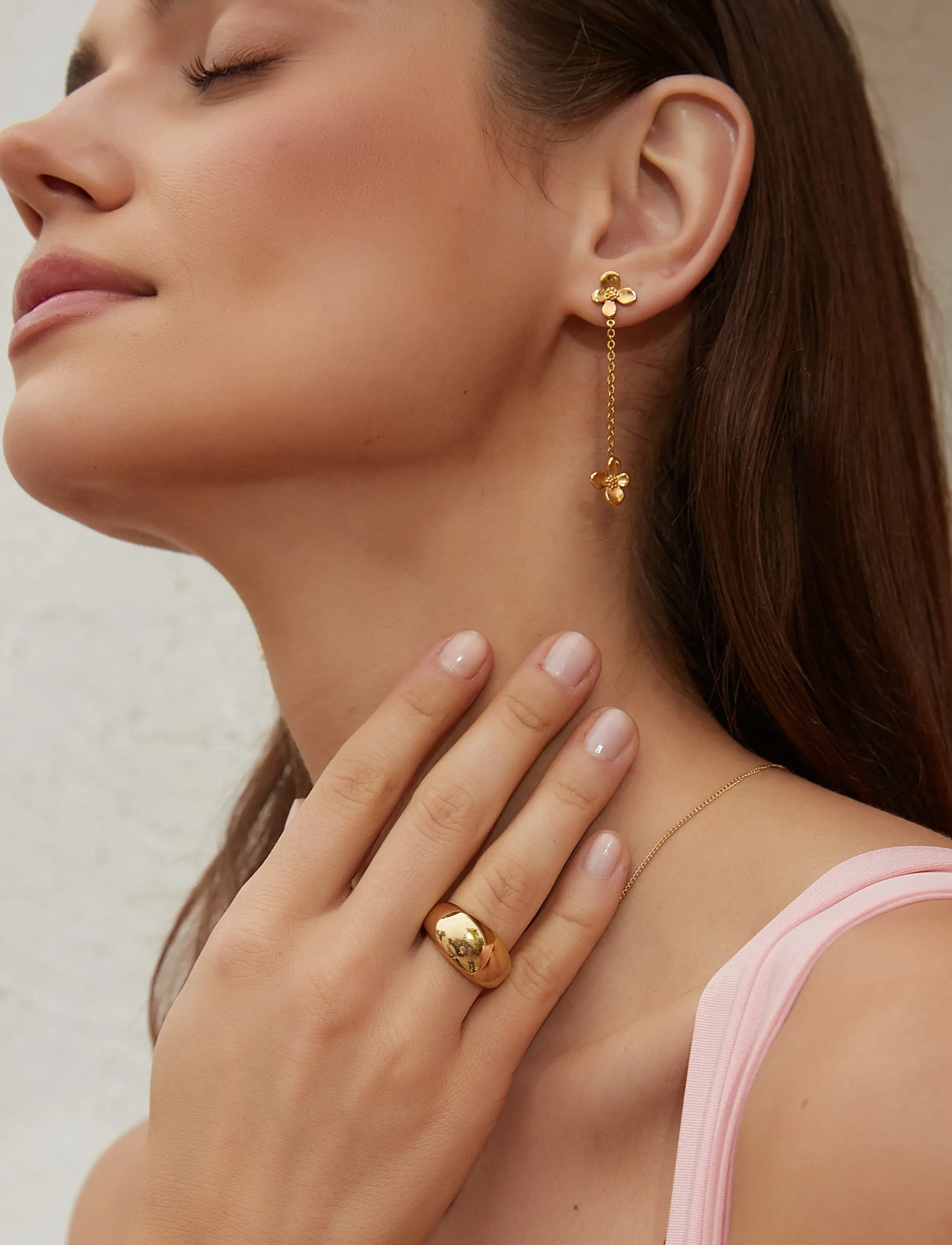 By Jolima - Rosie pendant earring - pendant earrings - gold - 3