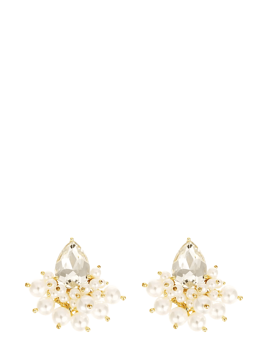 By Jolima - Pearl and crystal earring - boucles d'oreilles en perles - gold - 1
