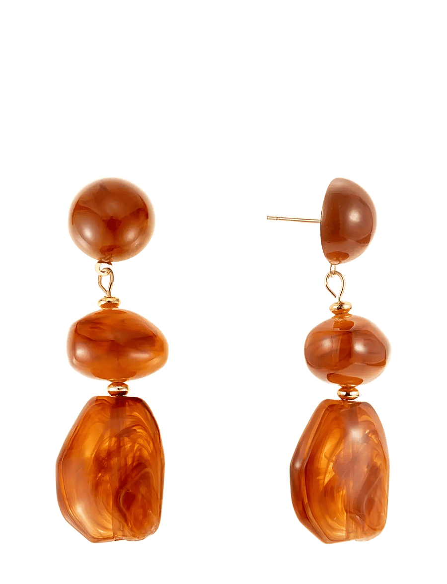 By Jolima - Resin drop earring - hängande örhängen - brown - 0