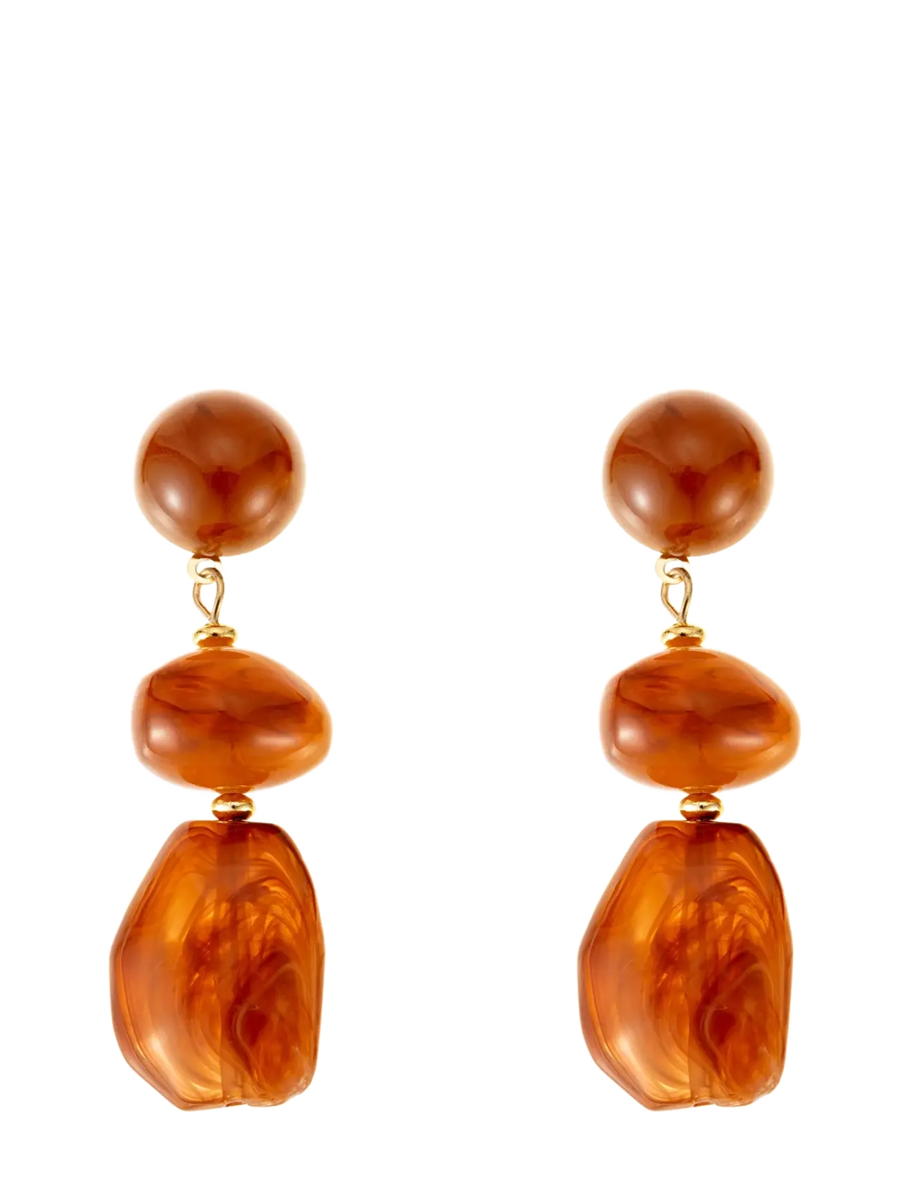 By Jolima - Resin drop earring - hängande örhängen - brown - 1