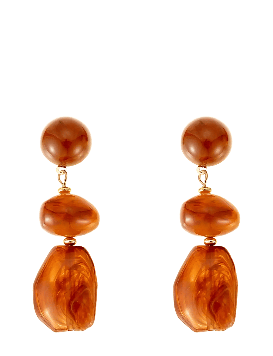 By Jolima - Resin drop earring - hängande örhängen - brown - 1