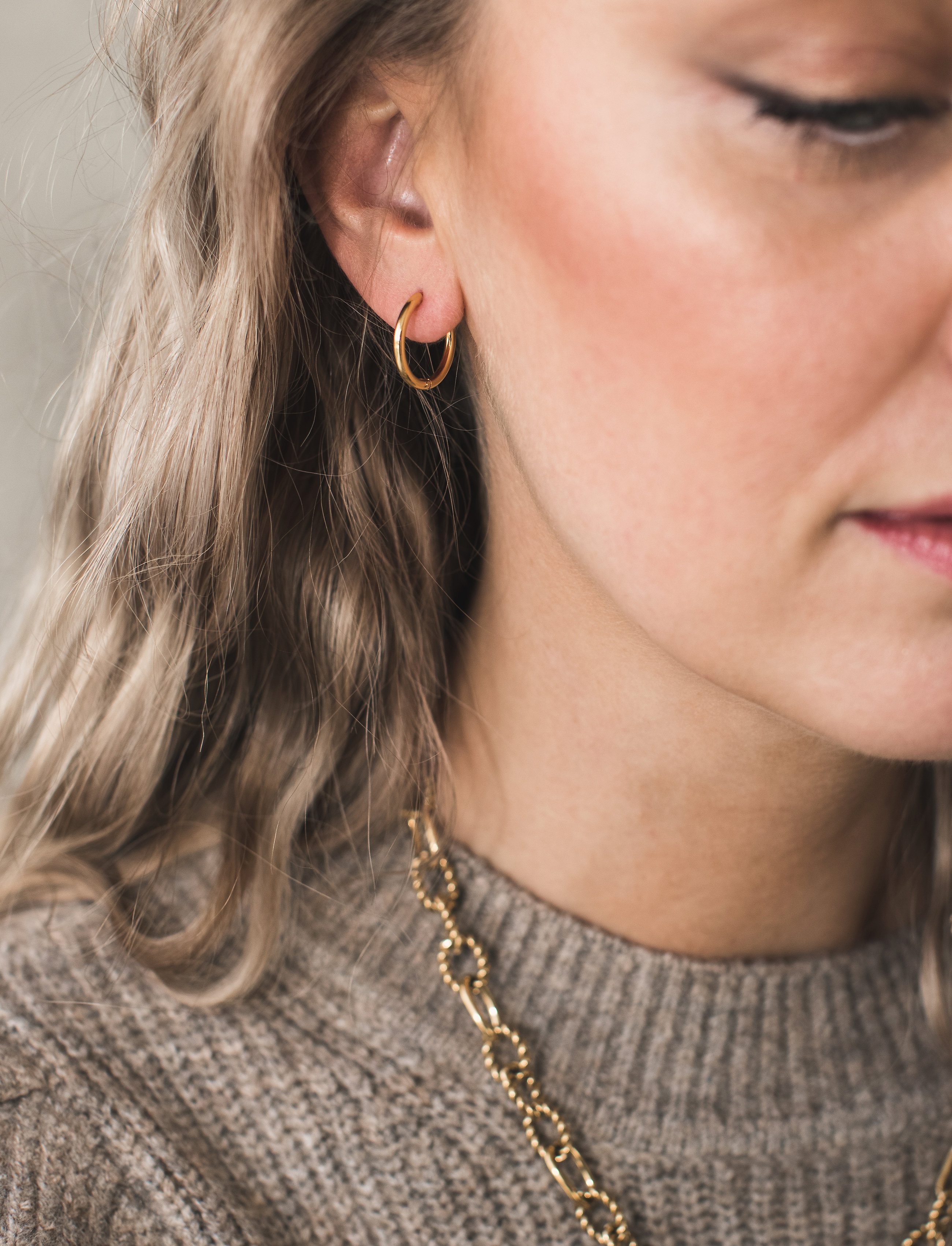 By Jolima Sienna Plain 12 Mm, One Size, Earrings, Gold - Hoops, Frauen