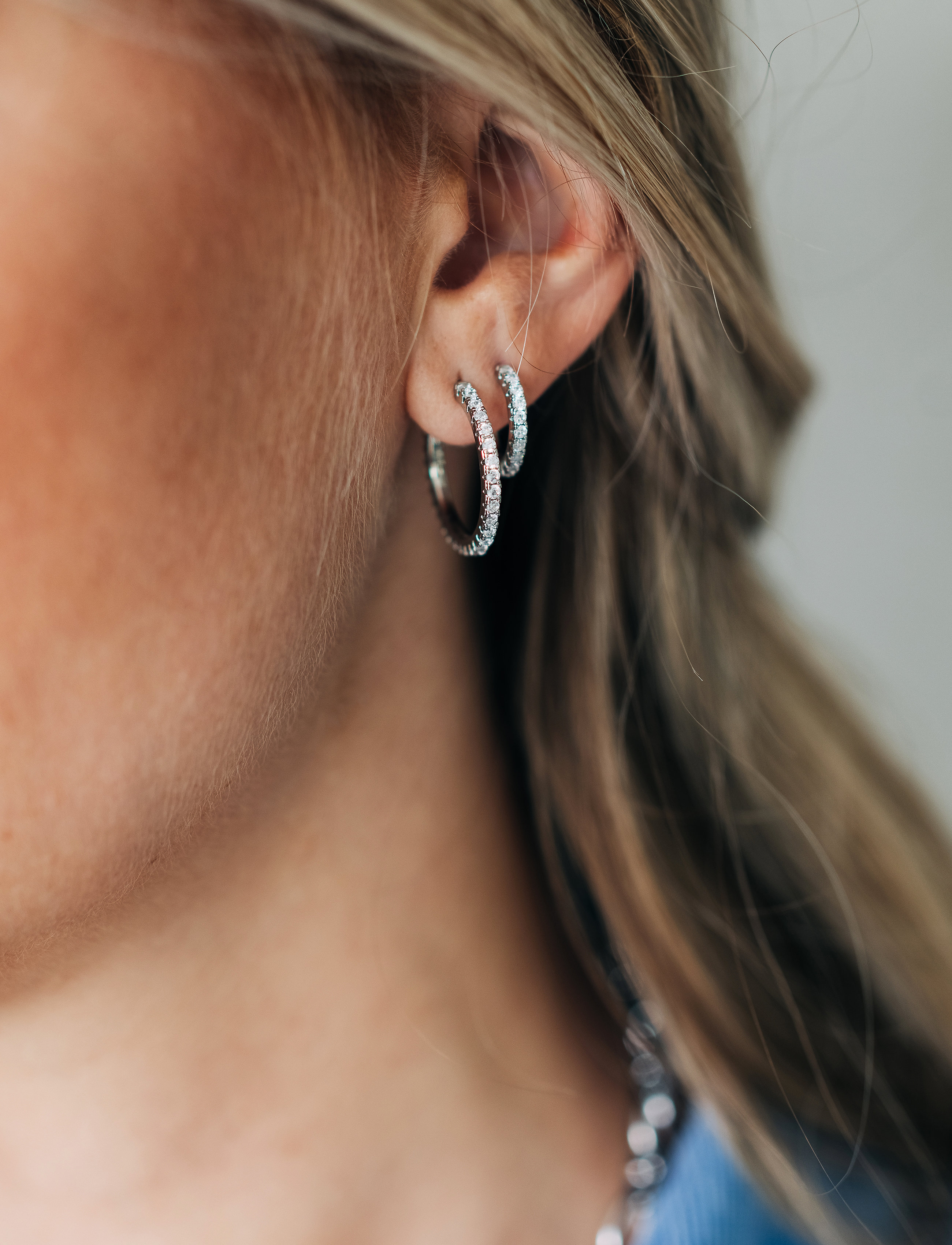 By Jolima - Celine crystal hoop - clear/steel - 2