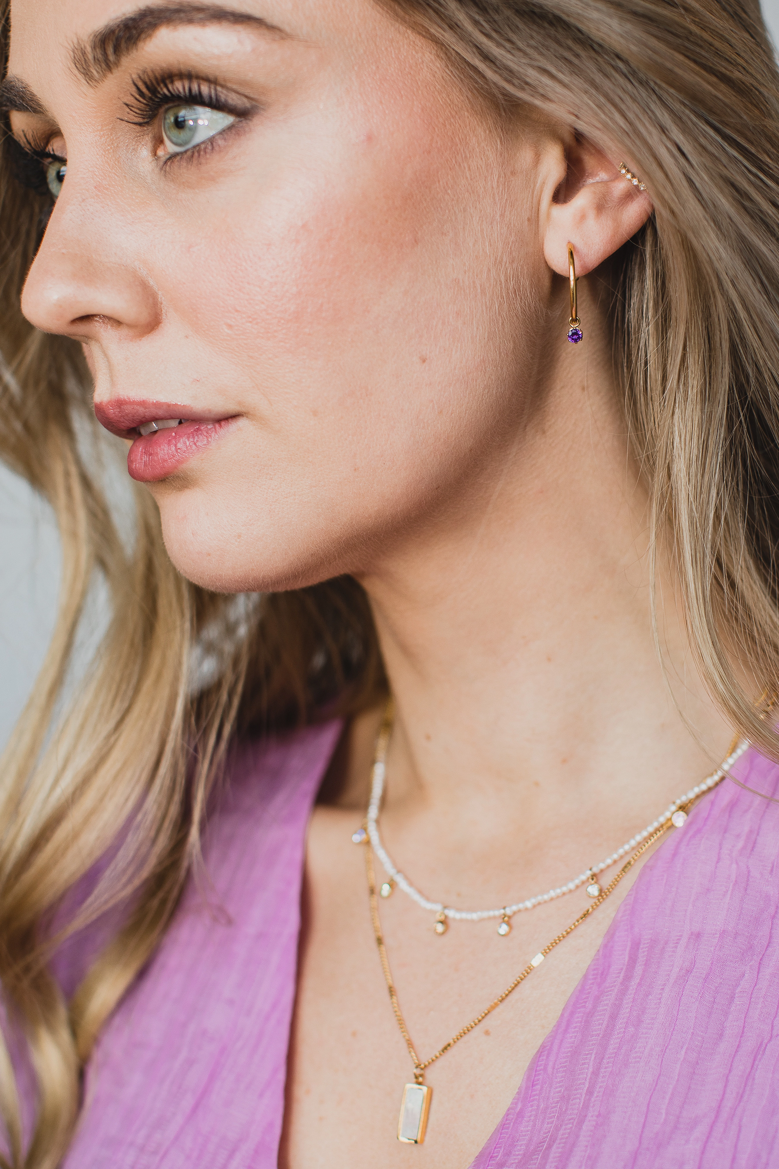 By Jolima - Crystal hoop, lavender gold - gold - 1