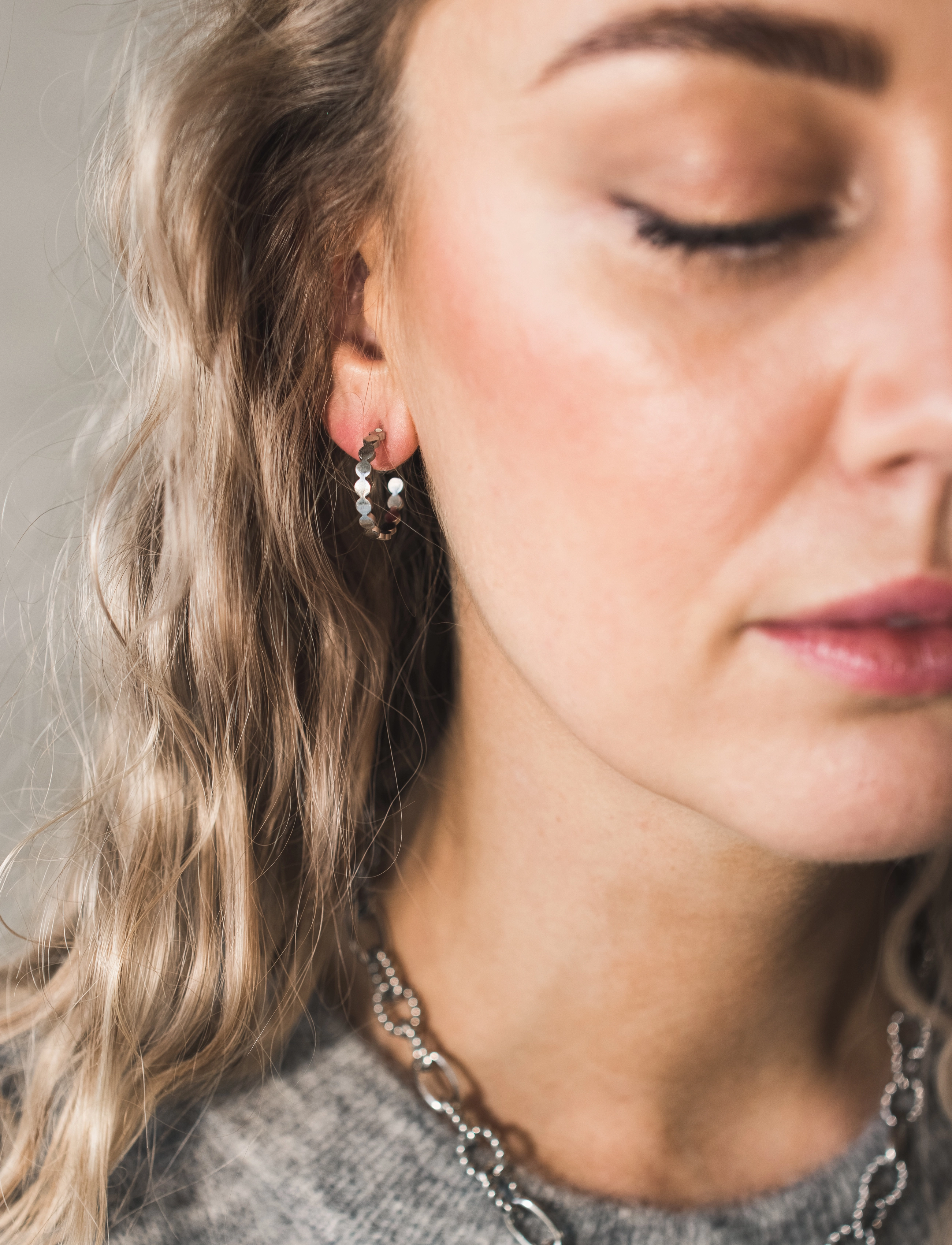 By Jolima - Lou creol earring, Silver - silver - 1