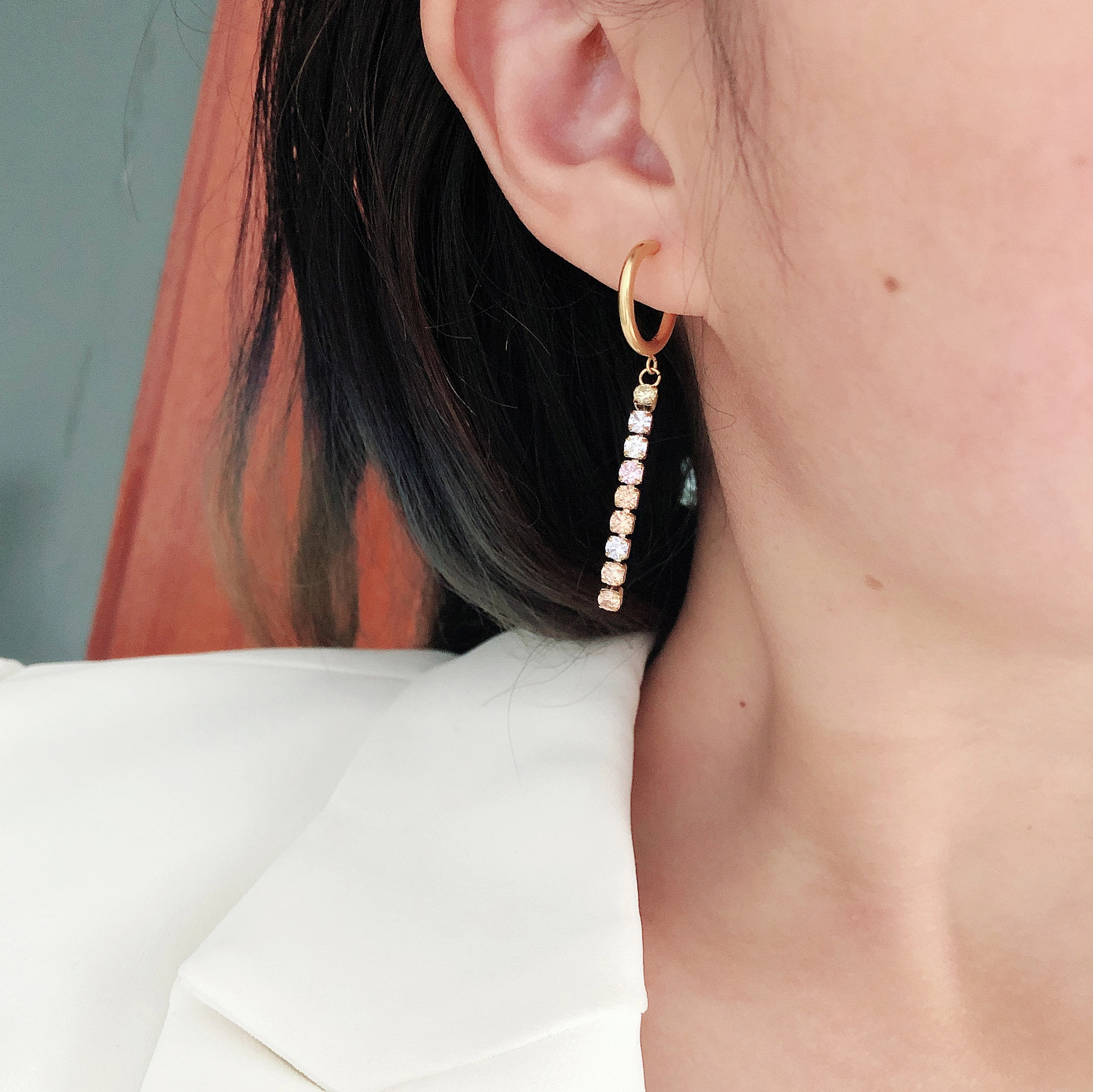 By Jolima - Celine crystal hoop, mix - gold - 1
