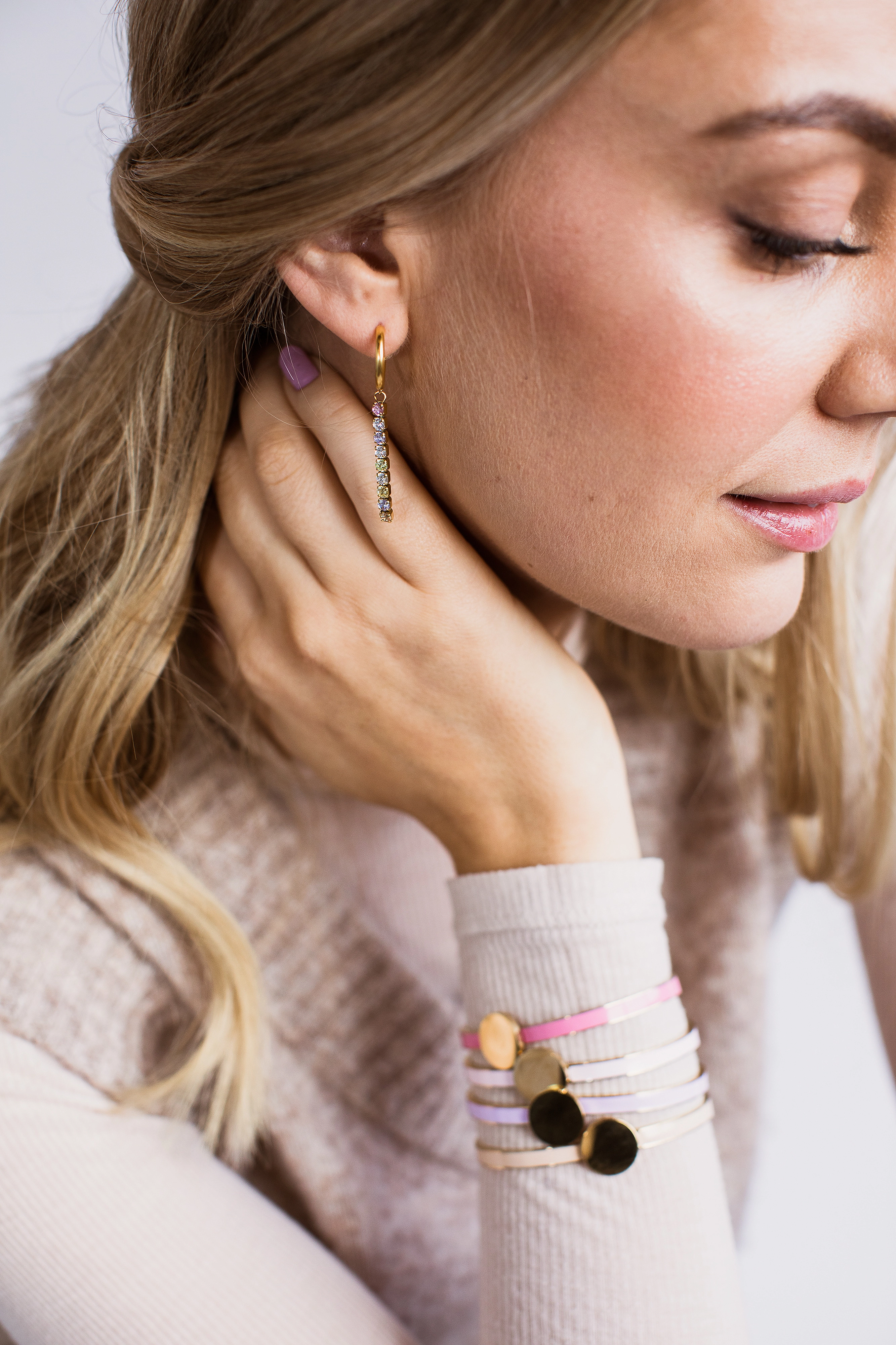 By Jolima - Celine crystal hoop, mix - gold - 1
