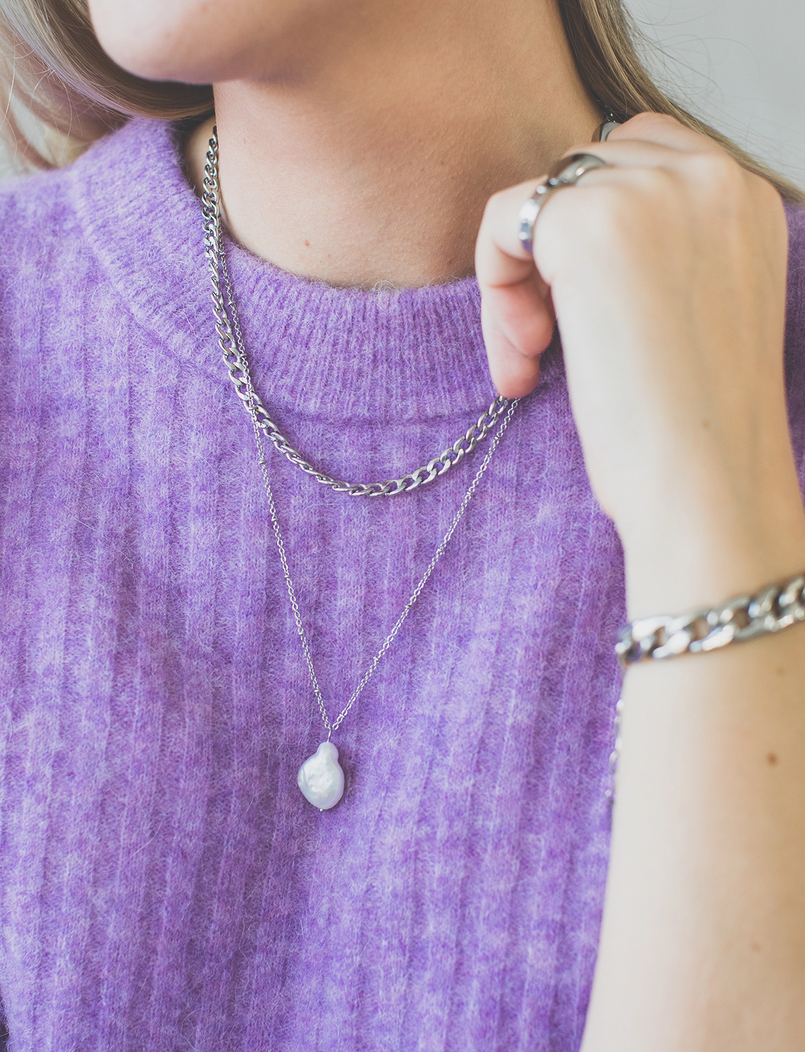By Jolima - Felicia chain necklace 45 cm,  Gold - silver - 2